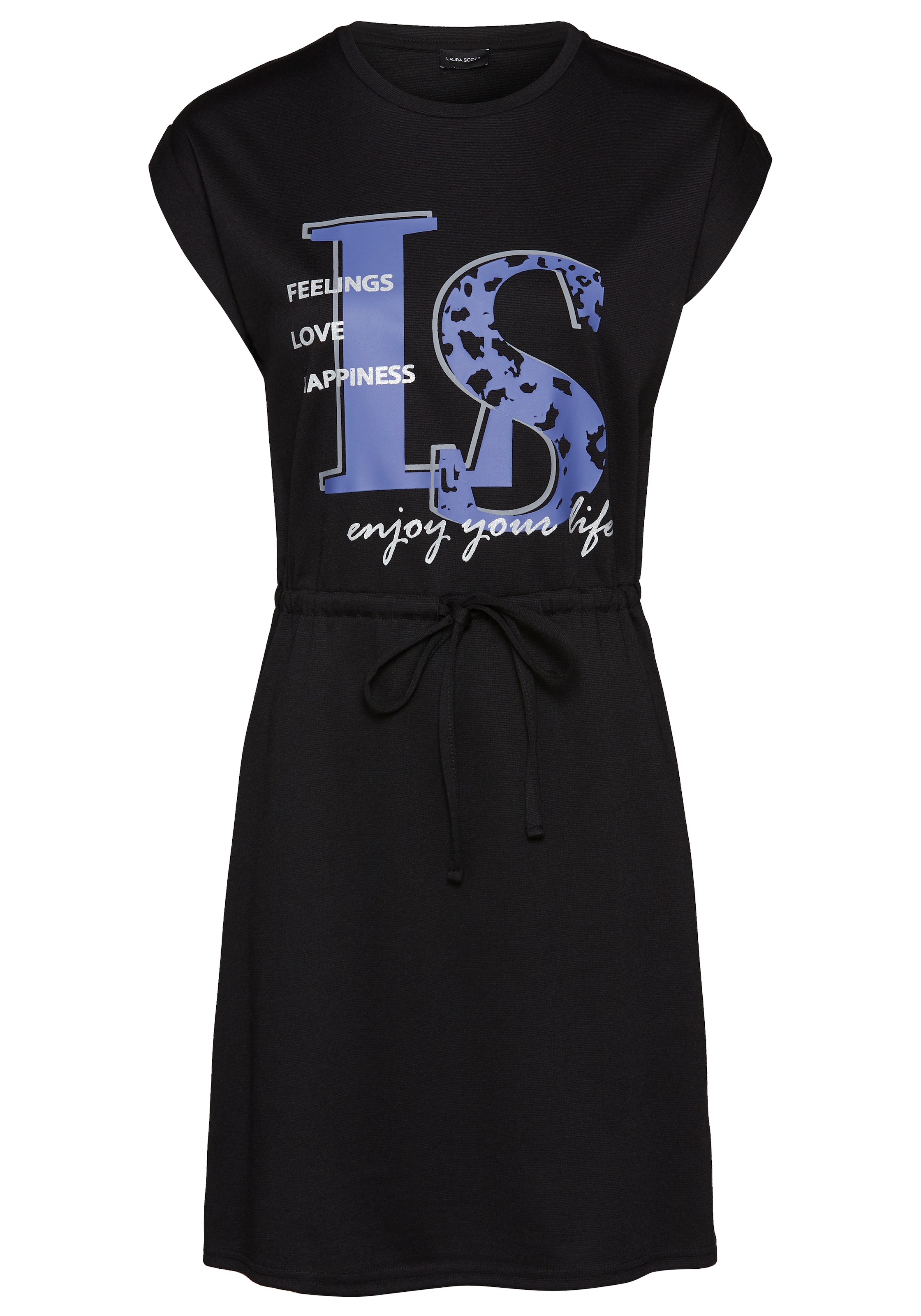 Laura Scott Shirtkleid Ohne Taschen mit Bindetaille und Frontprint