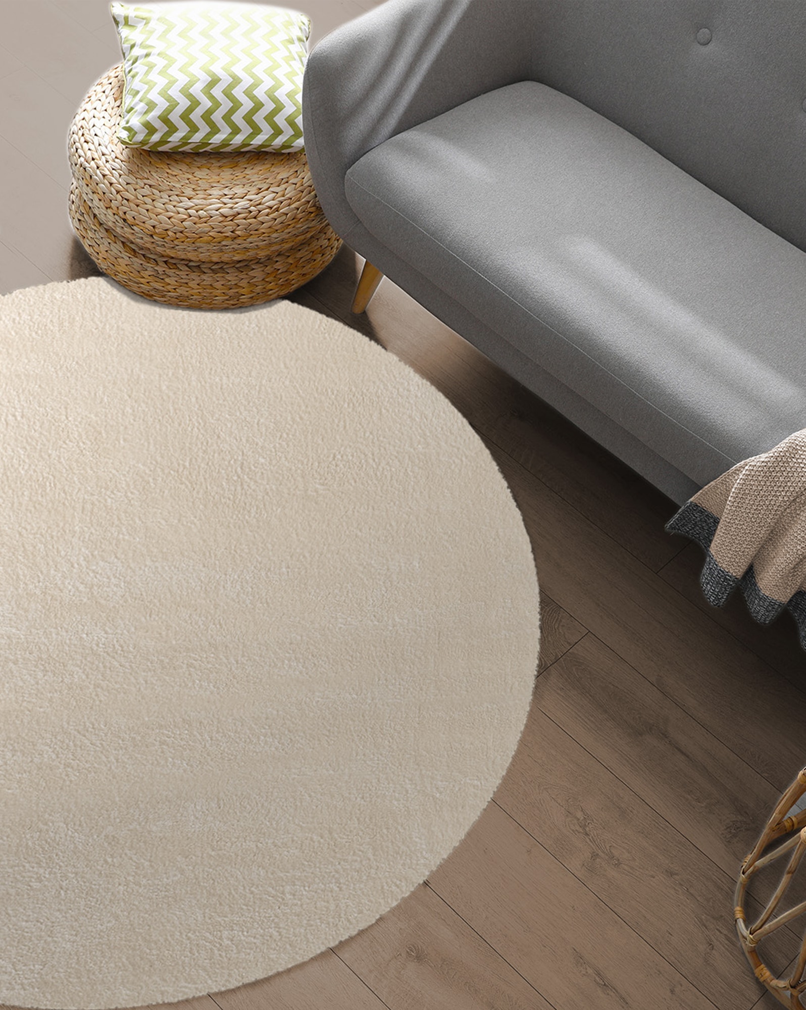 the carpet Teppich »Relax round«, rund, 16 mm Höhe, waschbarer Wohnzimmer Teppich modern rutschfest