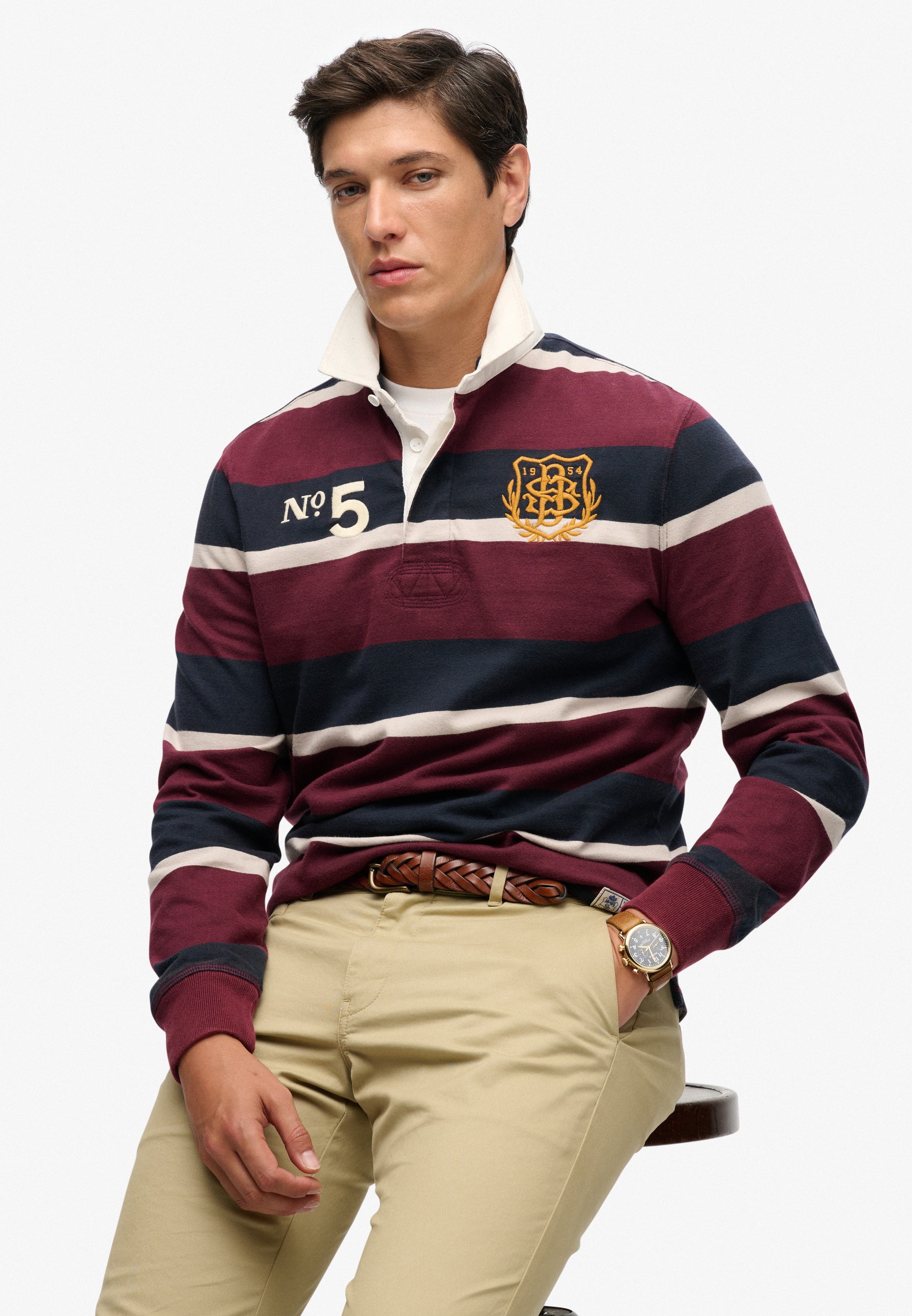 Superdry Langarmshirt »DOUBLE EMBLEM STRIPE RUGBY«