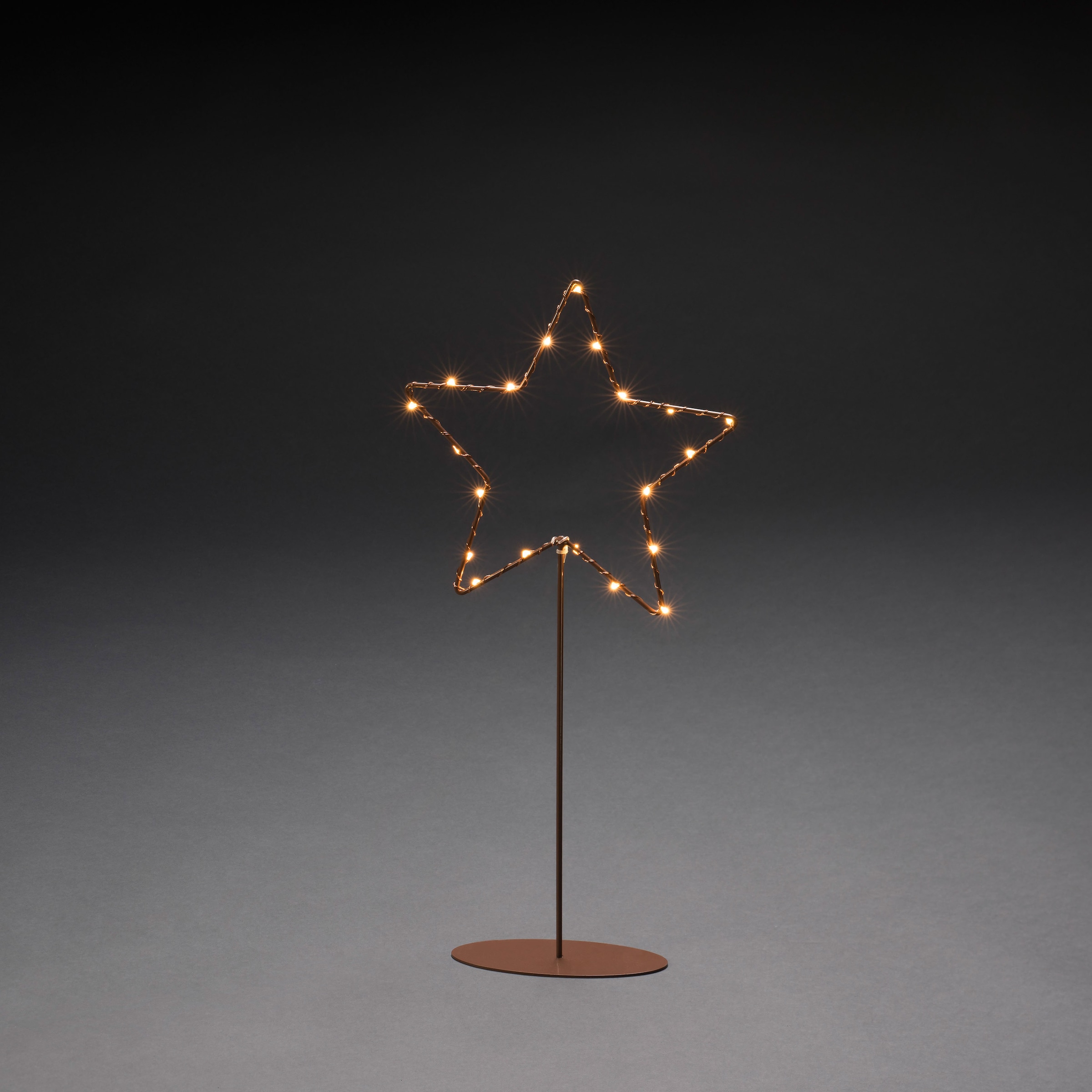 KONSTSMIDE LED Stern »Weihnachtsstern, auf kaufen Metallstern Metall-Fuß, LED 20 Weihnachtsdeko«, mit flammig-flammig, Rechnung kupferfarben lackiert