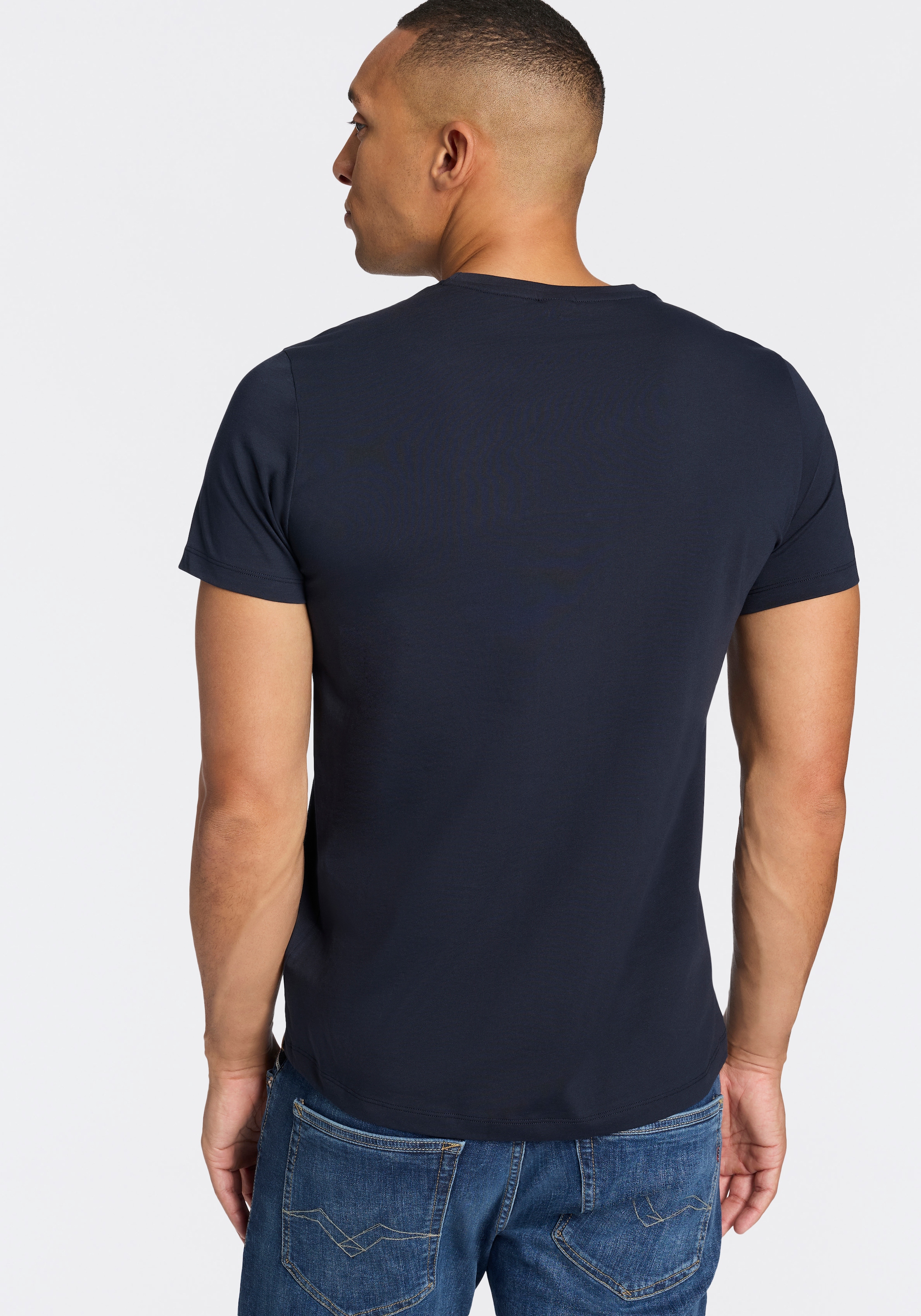 BOSS T-Shirt Rundhals, Jersey, kleines Logo, regular fit