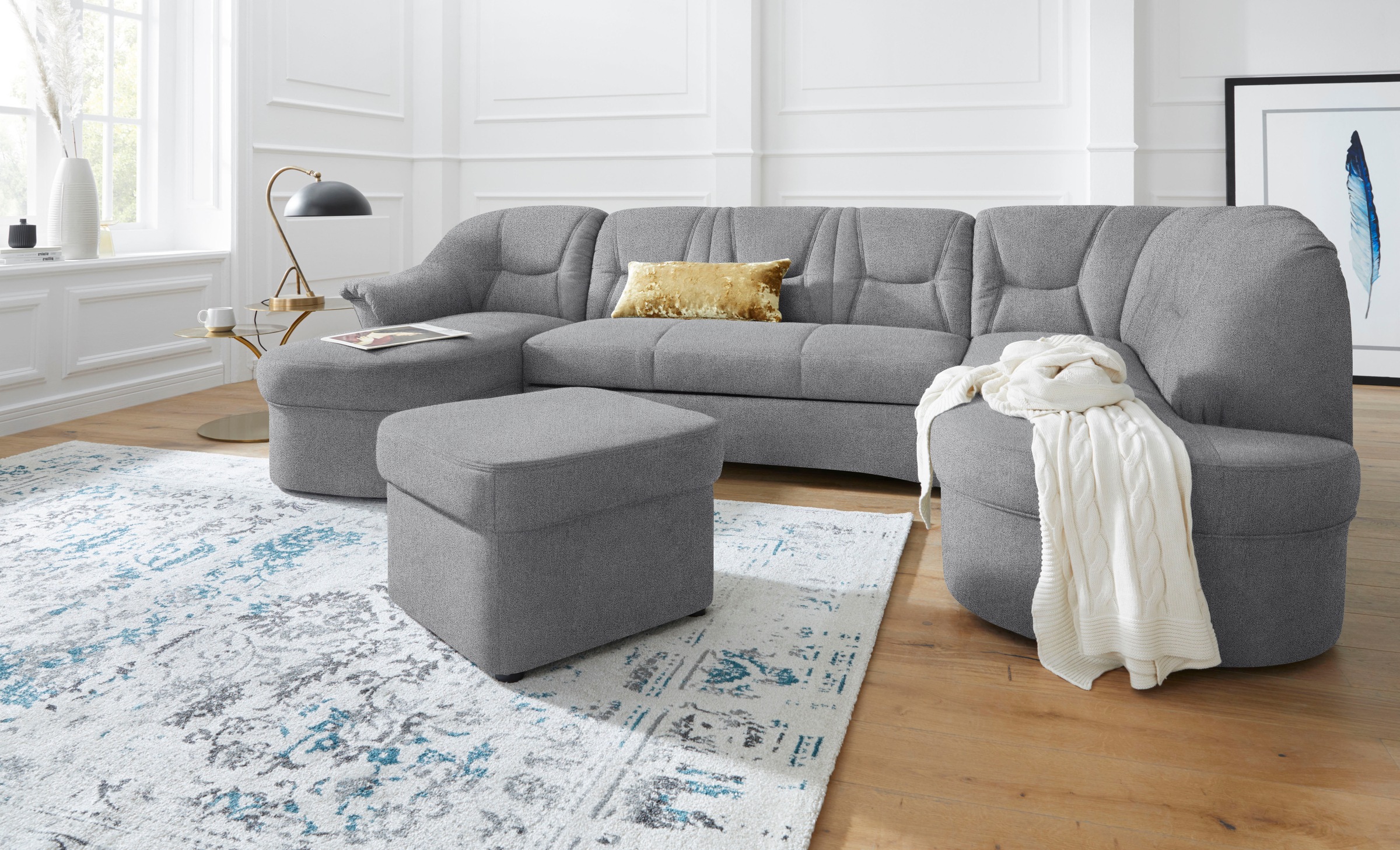 DOMO collection Wohnlandschaft »Sarafina, zeitlos und komfortabel, optional mit Federkern, U-Form«, wahlweise mit Bettfunktion