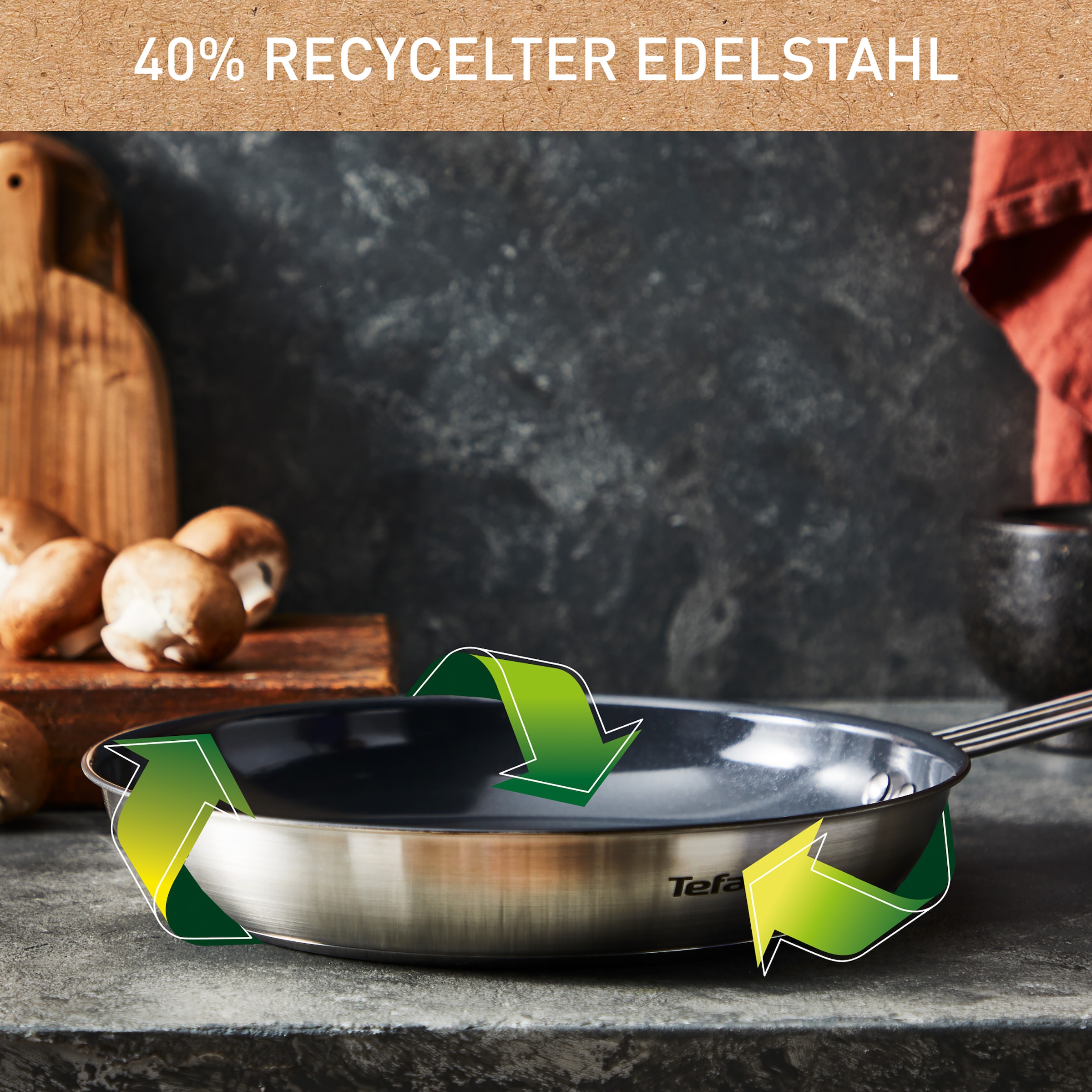 Tefal Bratpfanne »Nordica«, Edelstahl, (1 tlg.), Thermo-Signal-Technologie, minimalistisches Design, robuster Griff