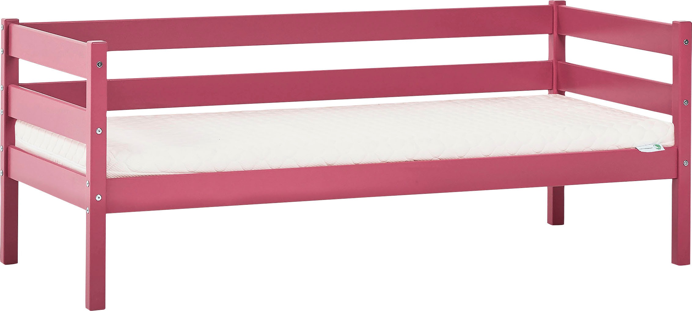 Einzelbett „ECO Comfort“, (Set), mit Rollrost in 8 Farben, wahlweise mit Matratze und Absturzsicherung, Baroque Rose mit ECO-Dream Matratze
