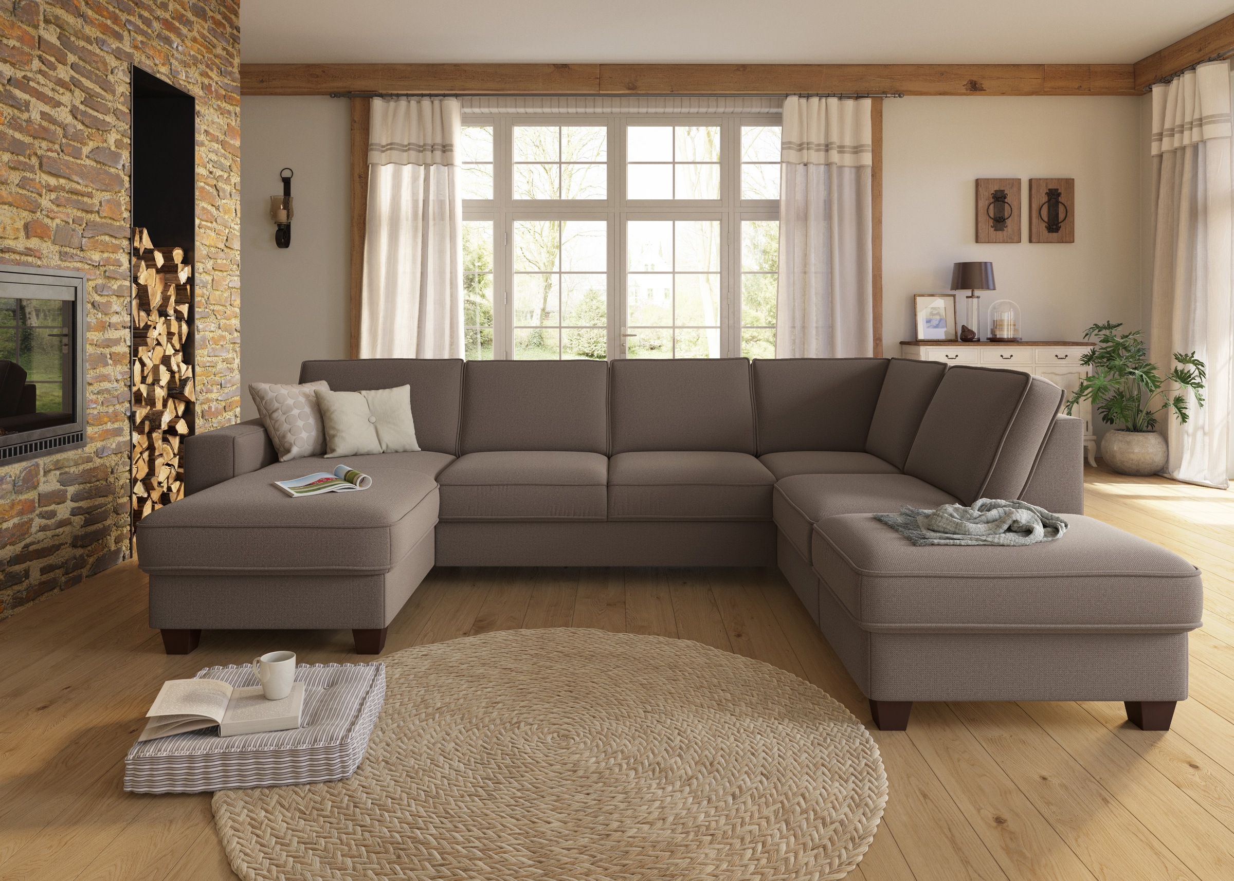 Home affaire Wohnlandschaft »County U-Form« wahlweise Ottomane links oder r günstig online kaufen