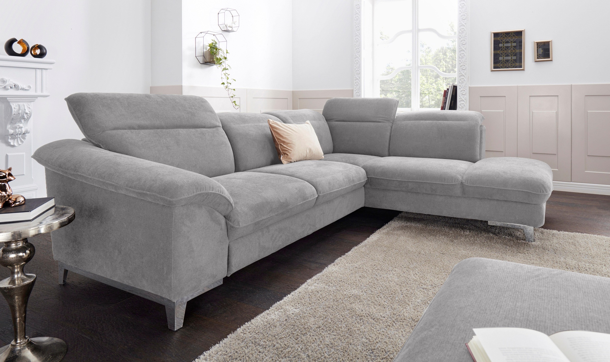 COTTA Polstergarnitur Teresa, (Set), Set: bestehend aus Ecksofa und Hocker, günstig online kaufen