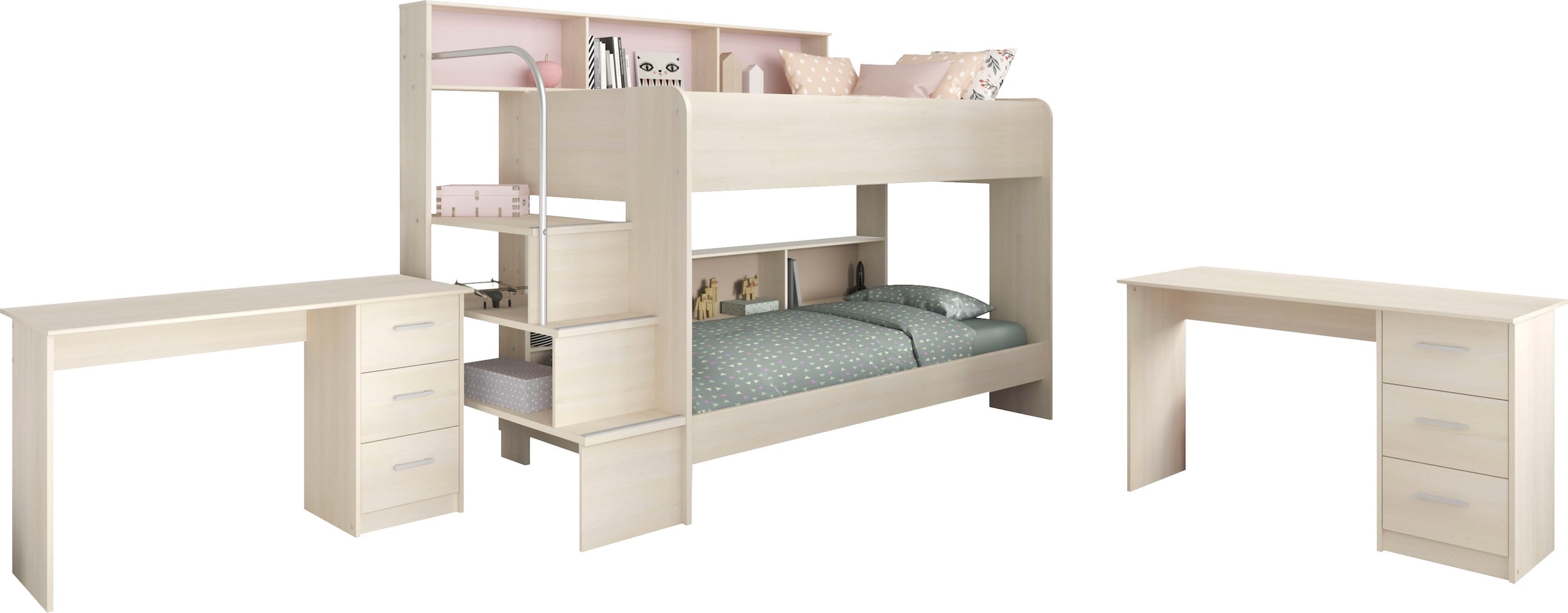 Parisot Jugendzimmer-Set »Bibop«, (3 tlg., Etagenbett, zwei Schreibtische), mit 2 Schreibtischen