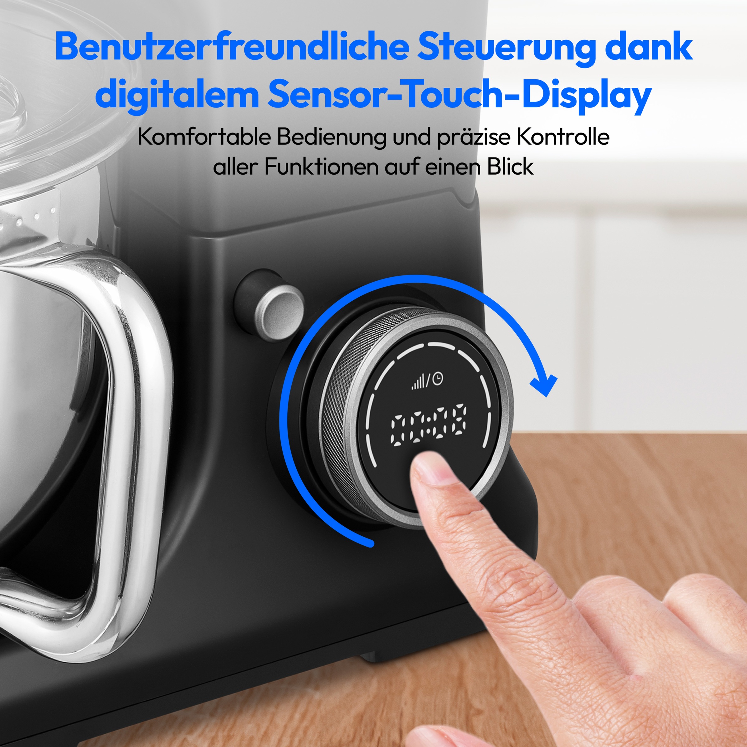 Medion® Küchenmaschine »MD 18430, 8 Geschwindigkeitsstufen, Impulsfunktion, 5L Rührschüssel«, Mit umfangreichem Zubehör-Set, Mixeraufsatz, Fleischwolf-Aufsatz