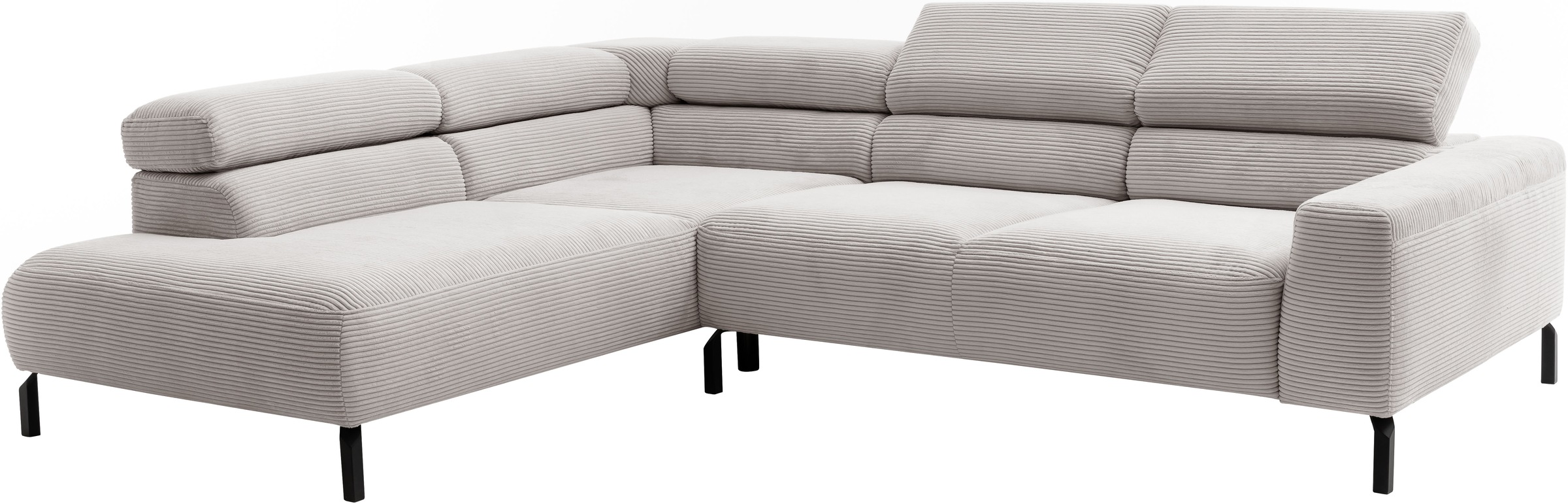 Places of Style Ecksofa »Antonelli, L-Form, inkl. Kopfteilverstellung, Breite 276 cm«, ohne Sitztiefenverstellung, in Cord, taupe