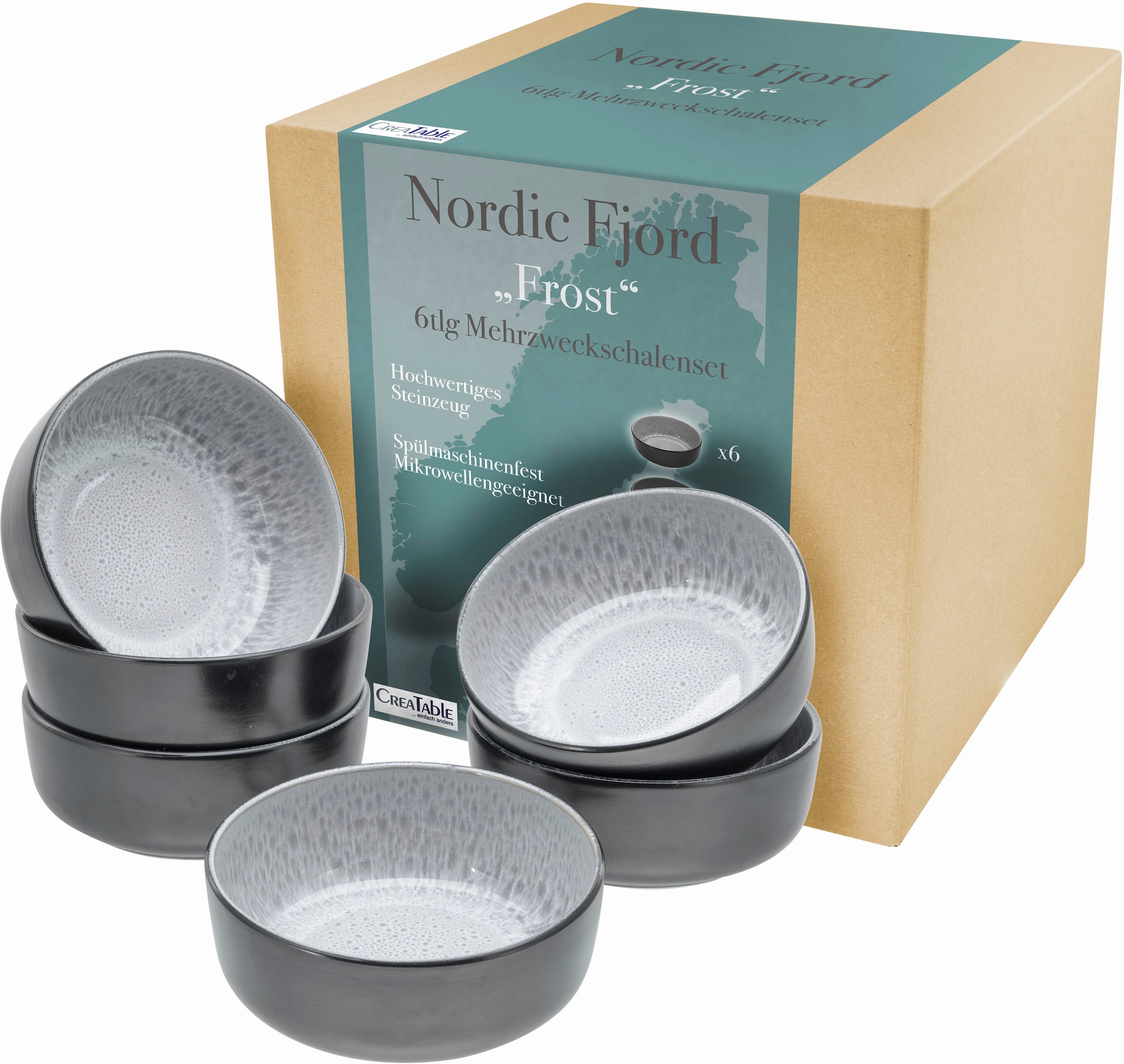 CreaTable Müslischale »Nordic Fjord«, 6 tlg., aus Steinzeug, Salatschale, S günstig online kaufen