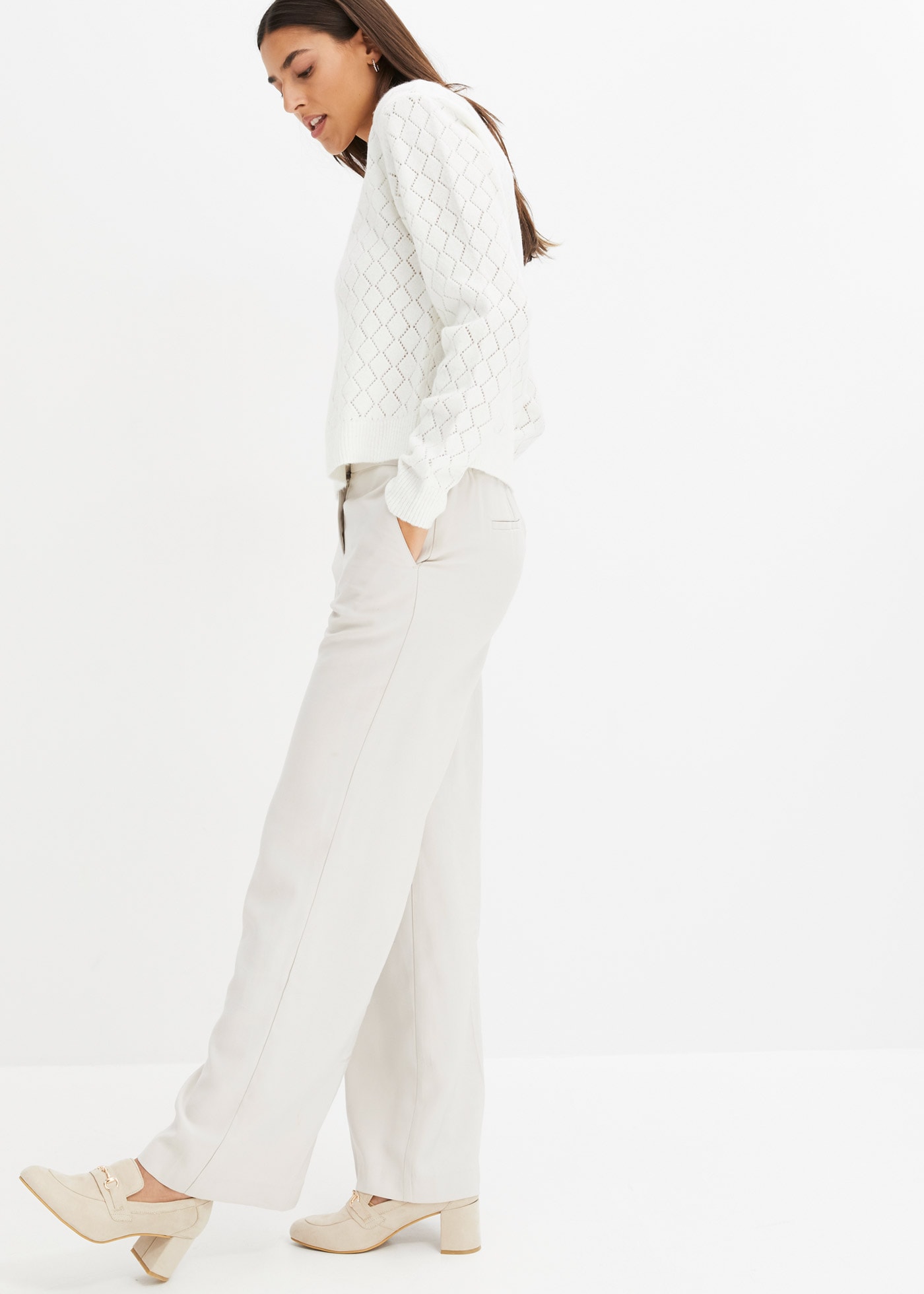 bonprix Ajourpullover »Ajour-Pullover« aus Polyacryl, Polyester und Elasthan, mit Ajour-Lochmuster