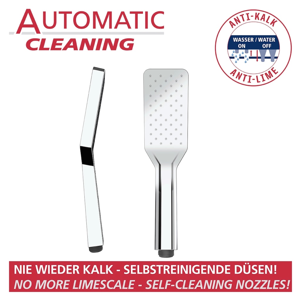 WENKO Handbrause »Automatic Cleaning«, Duschkopf Automatic Cleaning Chrom, 5,8 x 23,5 cm