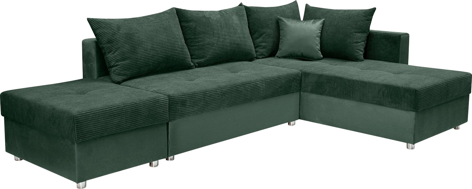 COLLECTION AB Ecksofa »Italia L-Form«, mit Bettfunktion und Bettkasten, in Cord-Samt Mix
