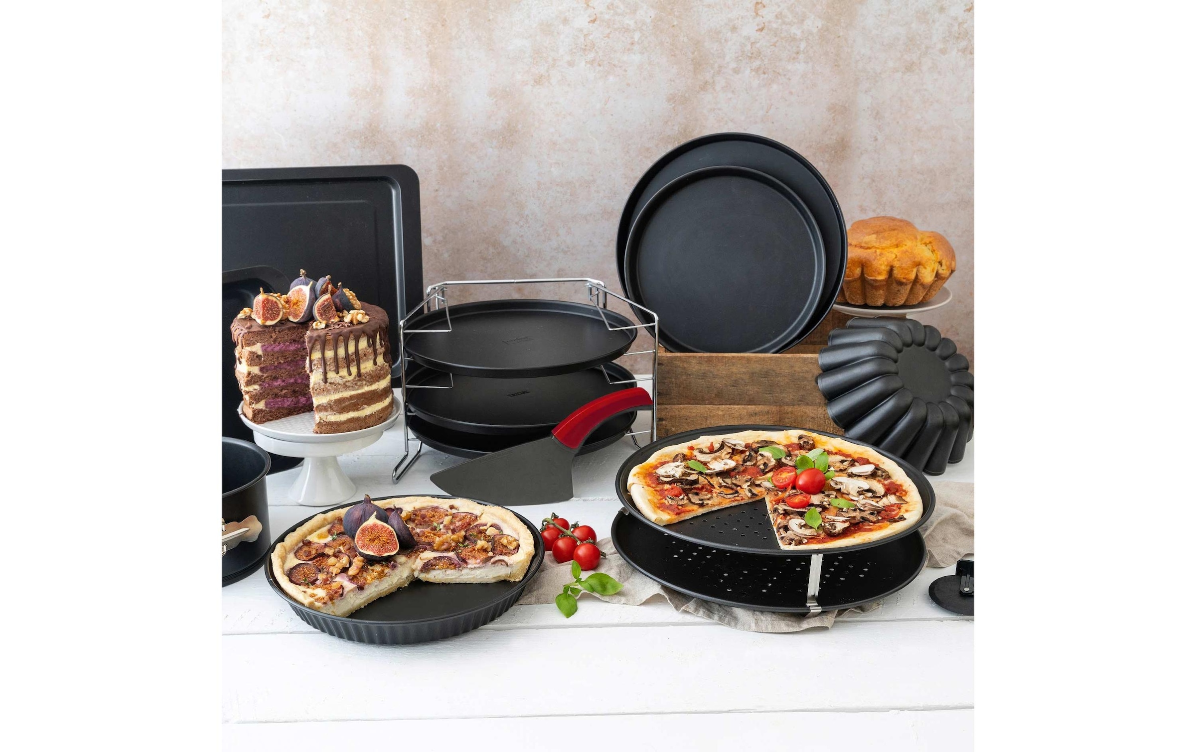 Zenker Pizzablech »Special – Countries Ø 32 cm, 3-teilig« Stahlblech