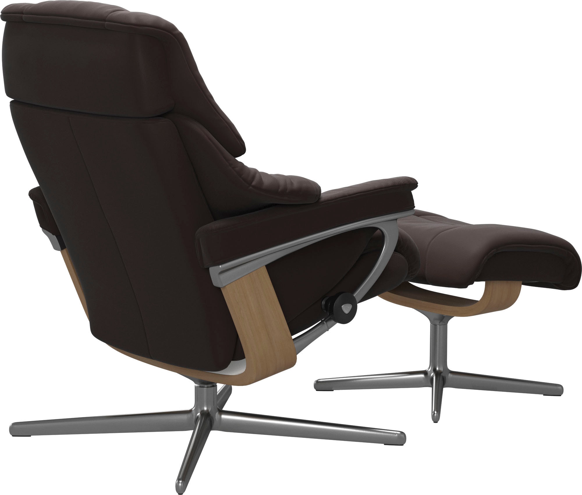 Stressless® Relaxsessel »Reno«, (Set, Relaxsessel mit Hocker), mit Hocker, mit Cross Base, Größe S, M & L, Holzakzent Eiche