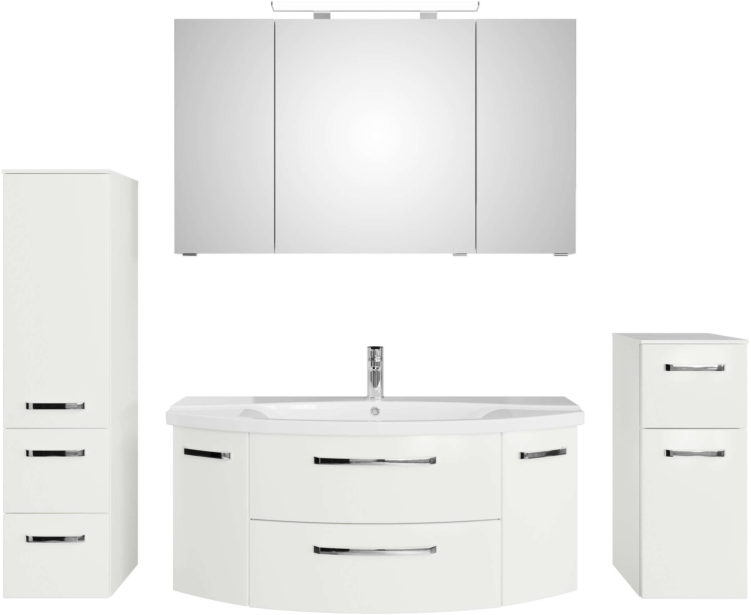 Saphir Badmöbel-Set »Serie 4010 4-teilig Keramik-Waschtisch mit LED-Spiegel günstig online kaufen