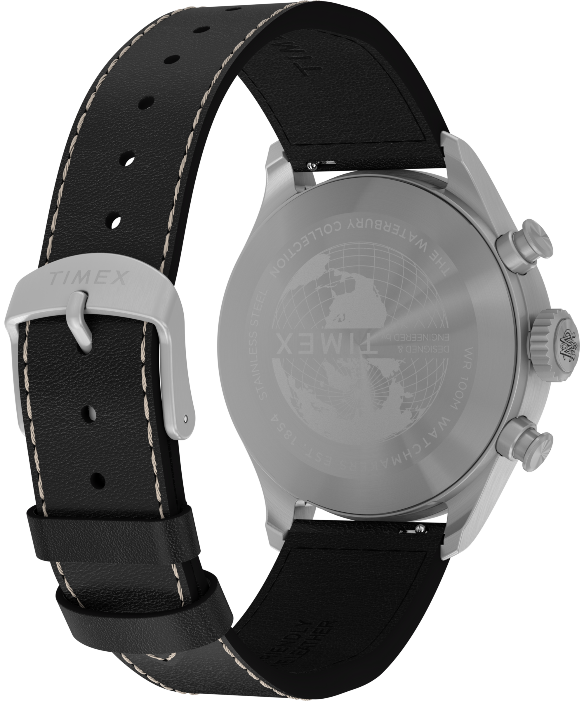 Timex Chronograph »WATERBURY ACE« Quarzuhr, Armbanduhr, Herrenuhr, Lederarmband, Stoppfunktion, Datum