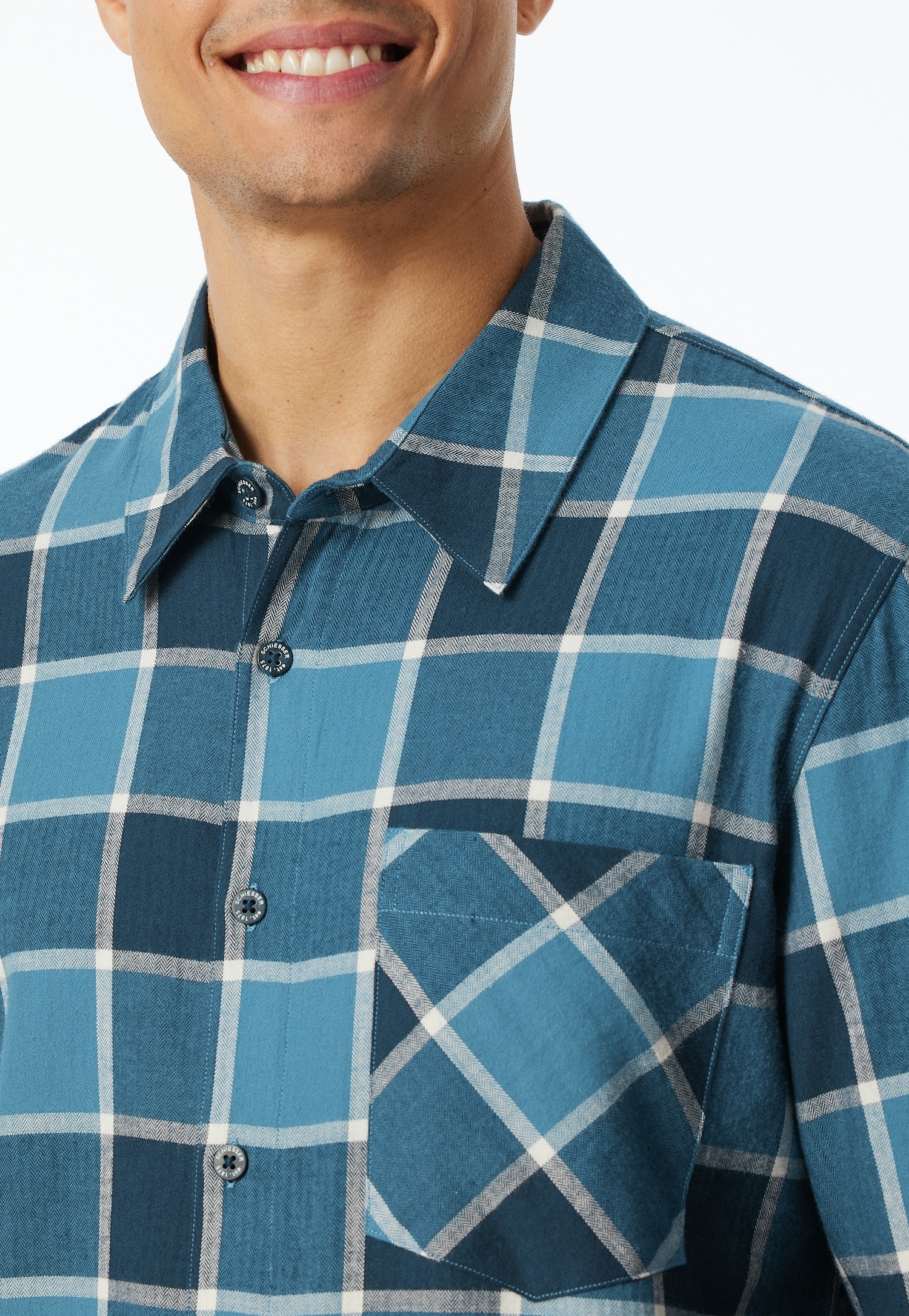 Schiesser Schlafanzug »Selected Premium Warming«, (2 tlg.), mit winterlichem Karomuster