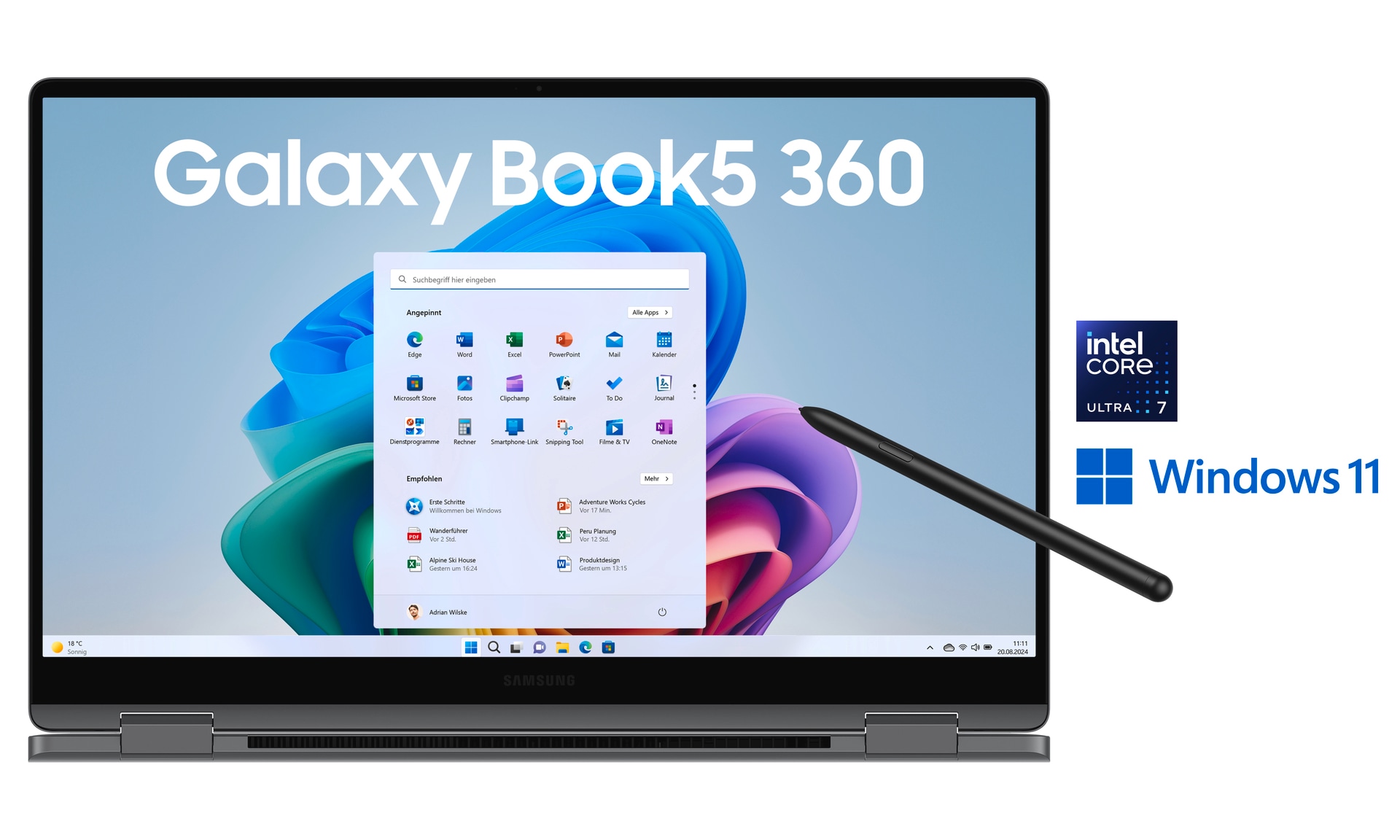Samsung Notebook »Book5 360 15,6'' (NP750Q) Ultra7 16 GB + 512 GB«, 39,6 cm, / 15,6 Zoll, Intel, Core Ultra 7, ARC, 512 GB SSD