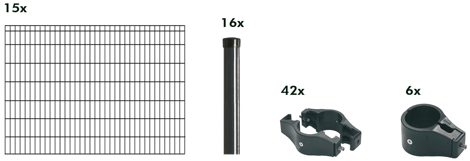 KRAUS Einstabmattenzaun »Dino-Trend-Z42«, anthrazit, 140 cm hoch, 15 Elemente für 30 m, 16 Pfosten