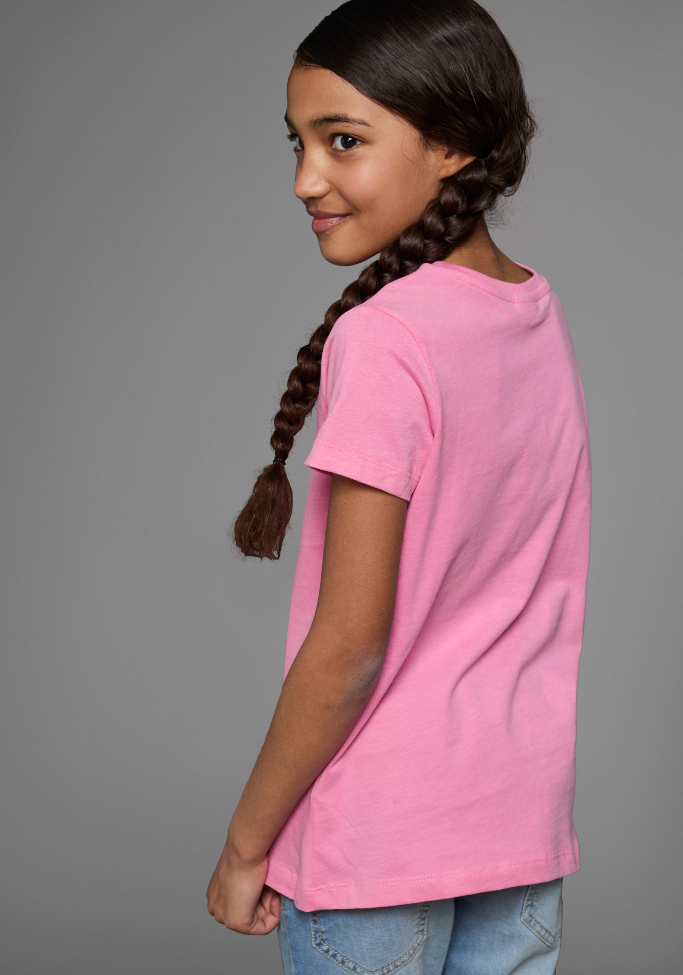 KIDSWORLD T-Shirt »mit Wendepailletten«, Kurzarm, Basic-Passform, mit Pailletten, bedruckt