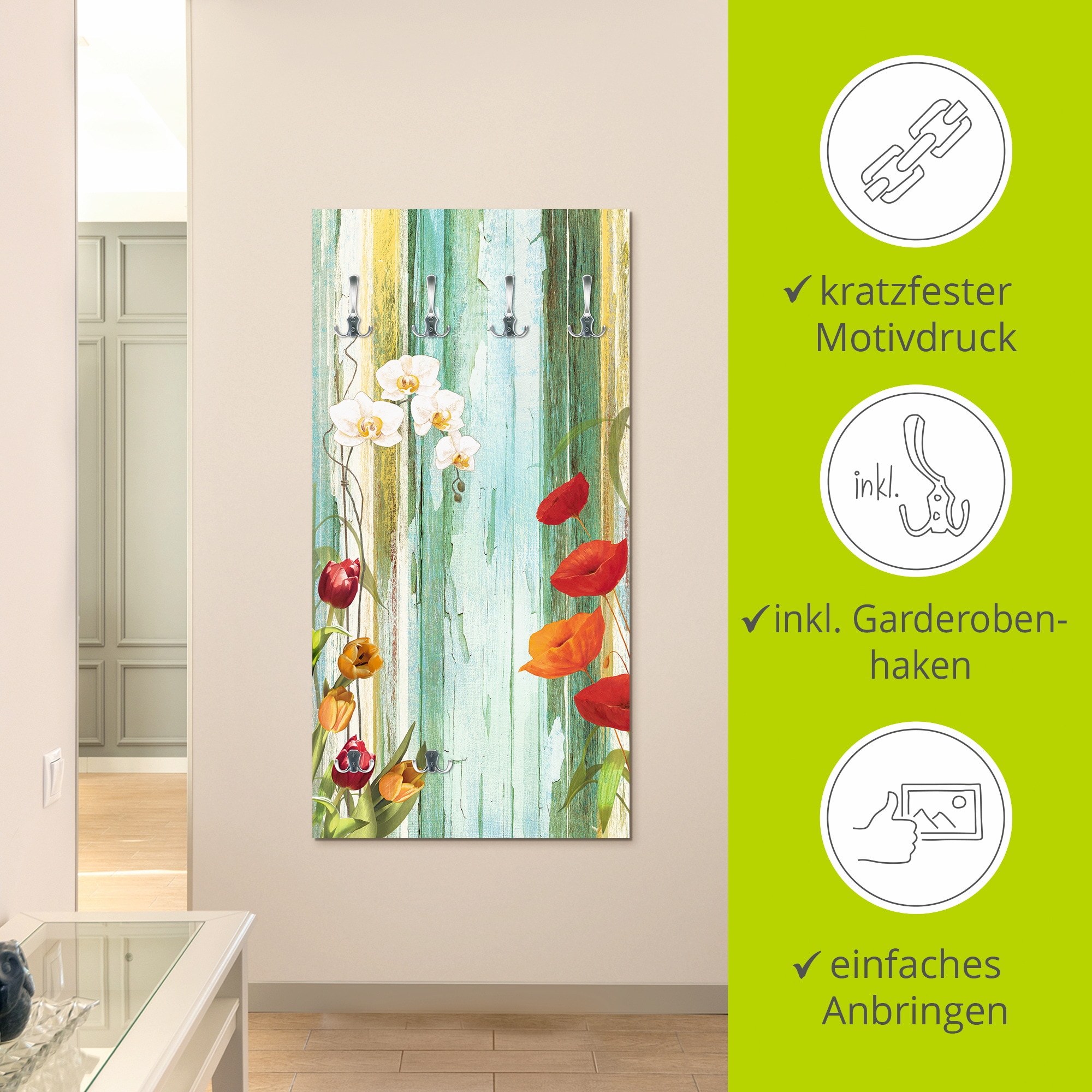 Artland Garderobenleiste »Bunte Blumen«, teilmontiert