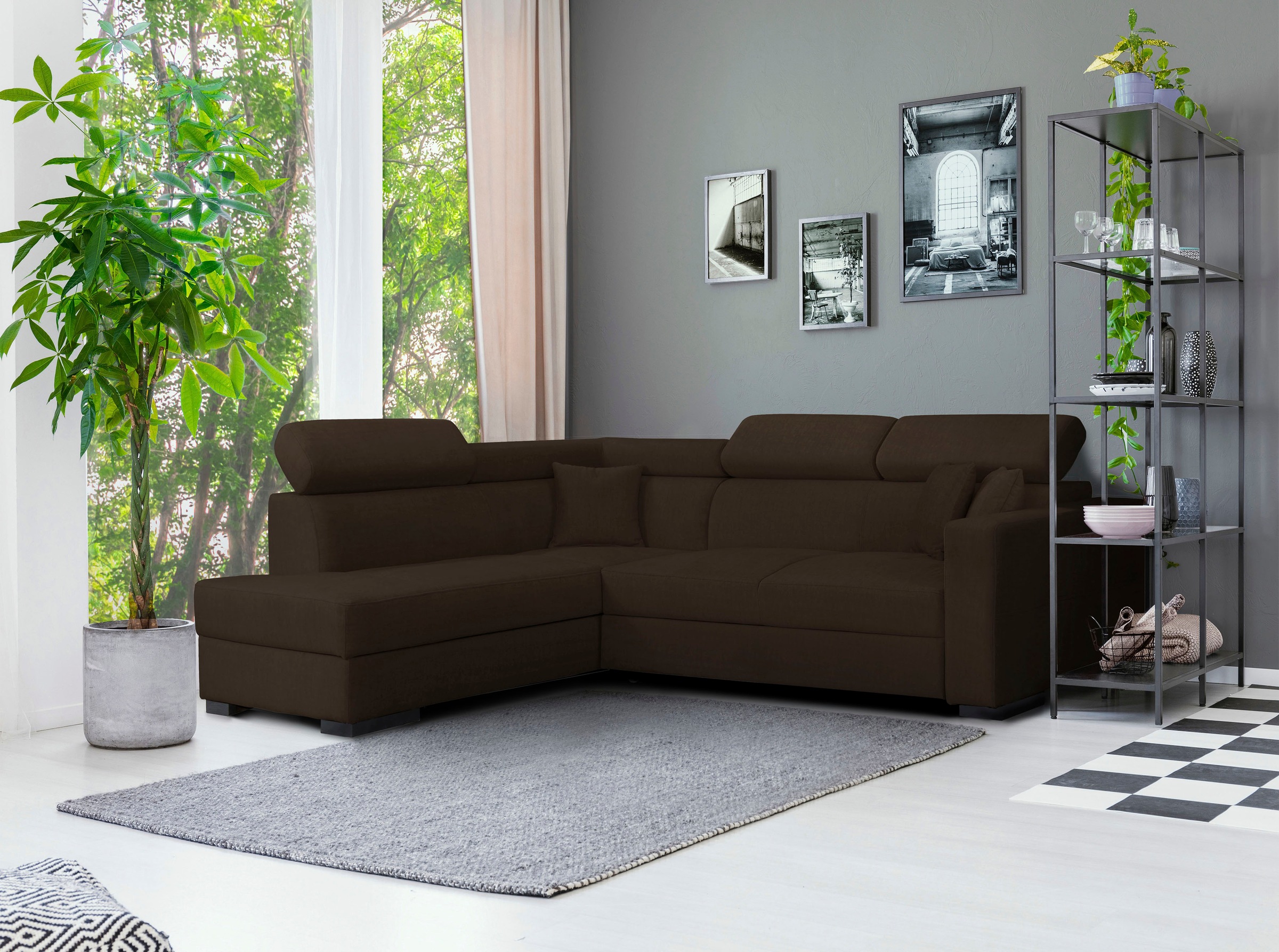 Home affaire Ecksofa »Tulio L-Form«, wahlweise mit Bettfunktion und Bettkasten, incl. 3 Zierkissen
