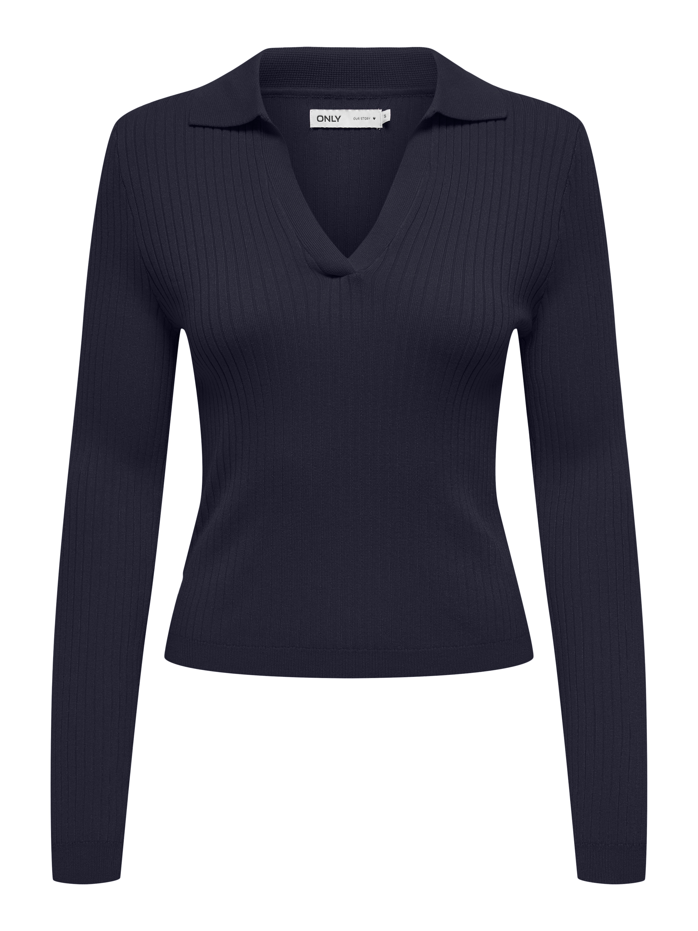 Strickpullover ONLKAYA LS POLO PULLOVER EX KNT, Gr. XL (42), Night Sky