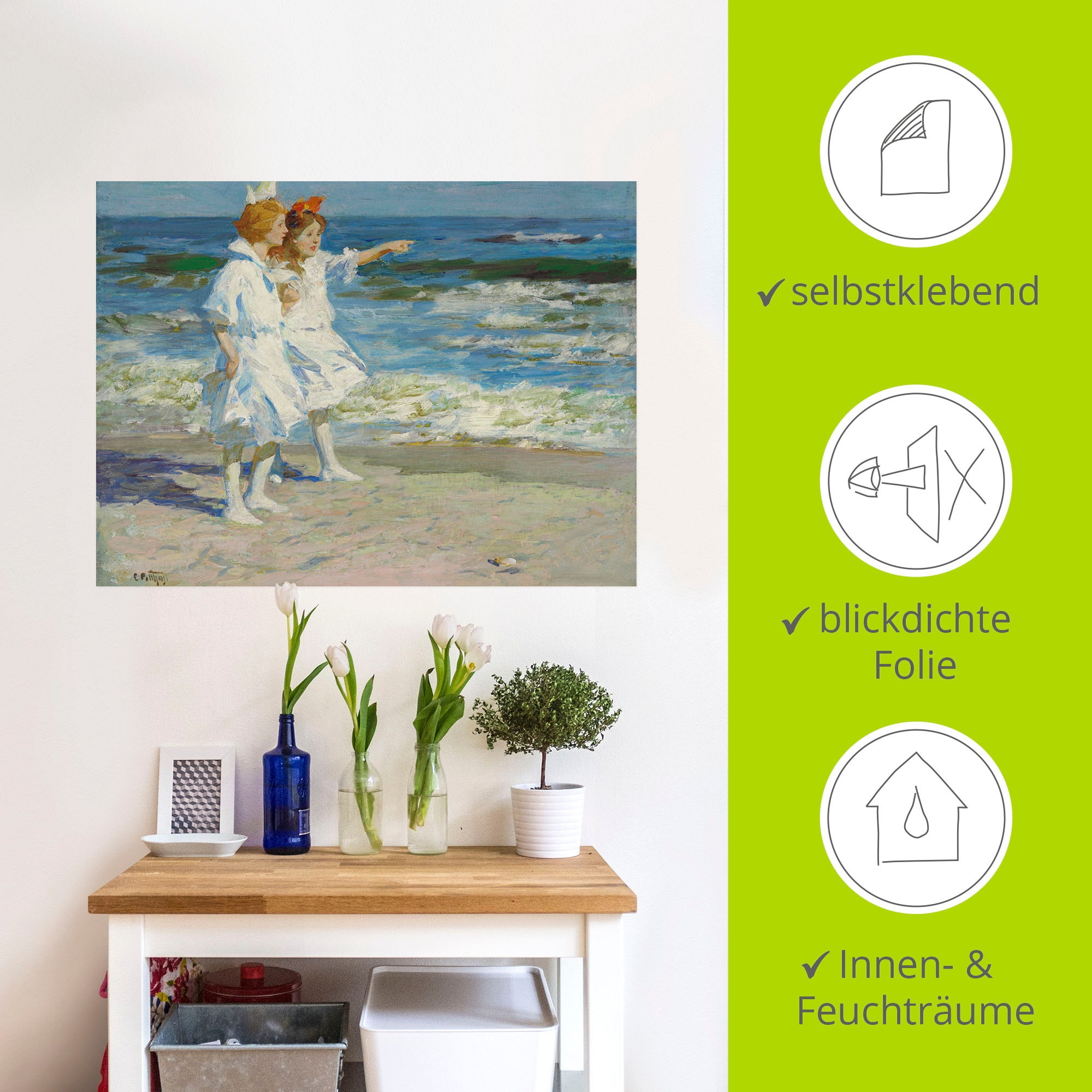 Artland Wandbild »Mädchen am Strand.«, Kind, (1 St.), als Leinwandbild, Wandaufkleber in verschied. Größen