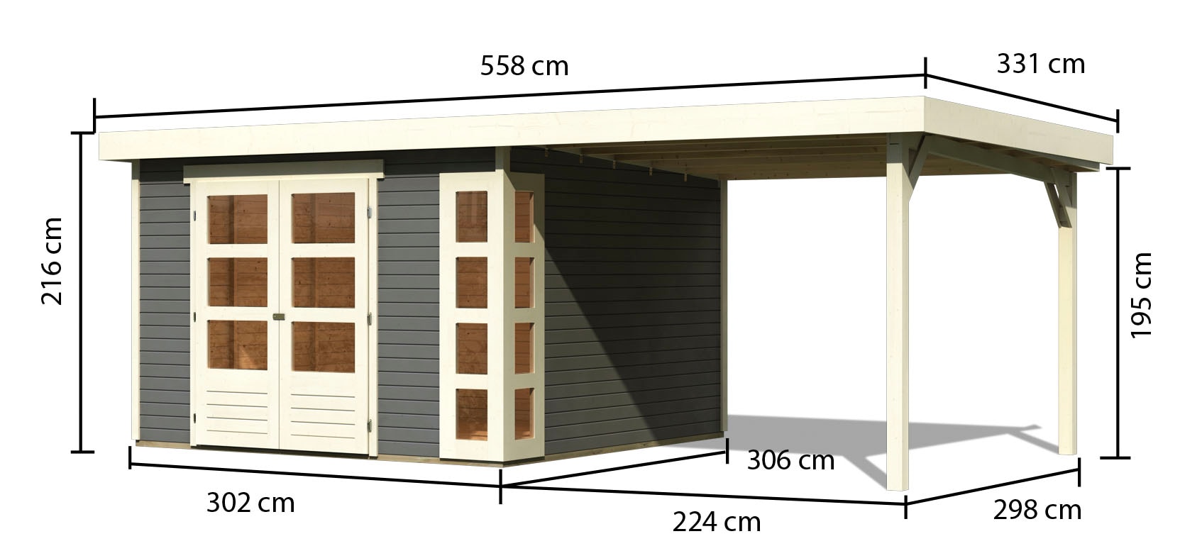 Karibu Gartenhaus »Nordsee 6«, (Set), mit Schleppdach 2,40 m Breite