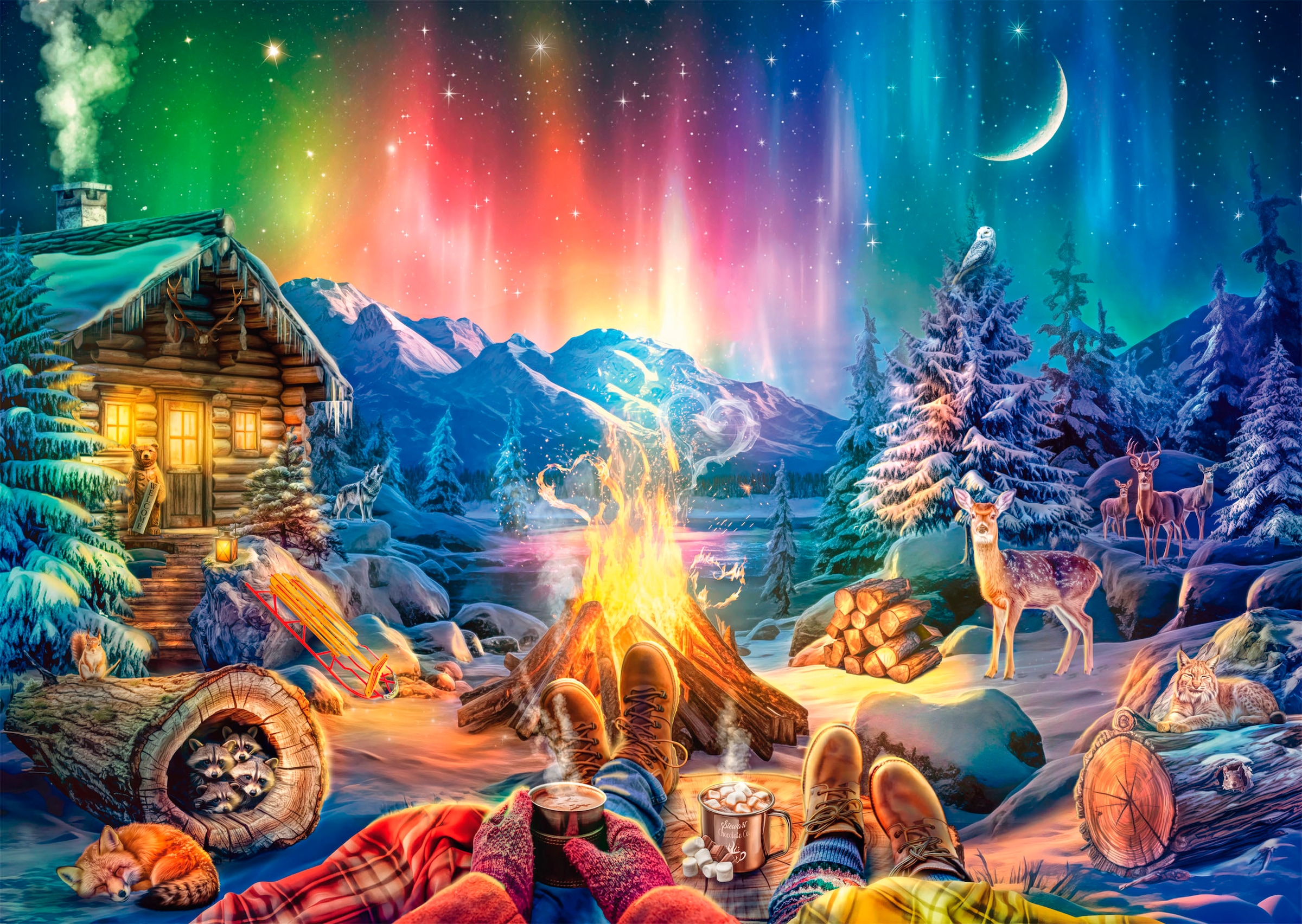 Schmidt Spiele Puzzle »Lagerfeuerromantik unterm Sternenhimmel«, Made in Germany