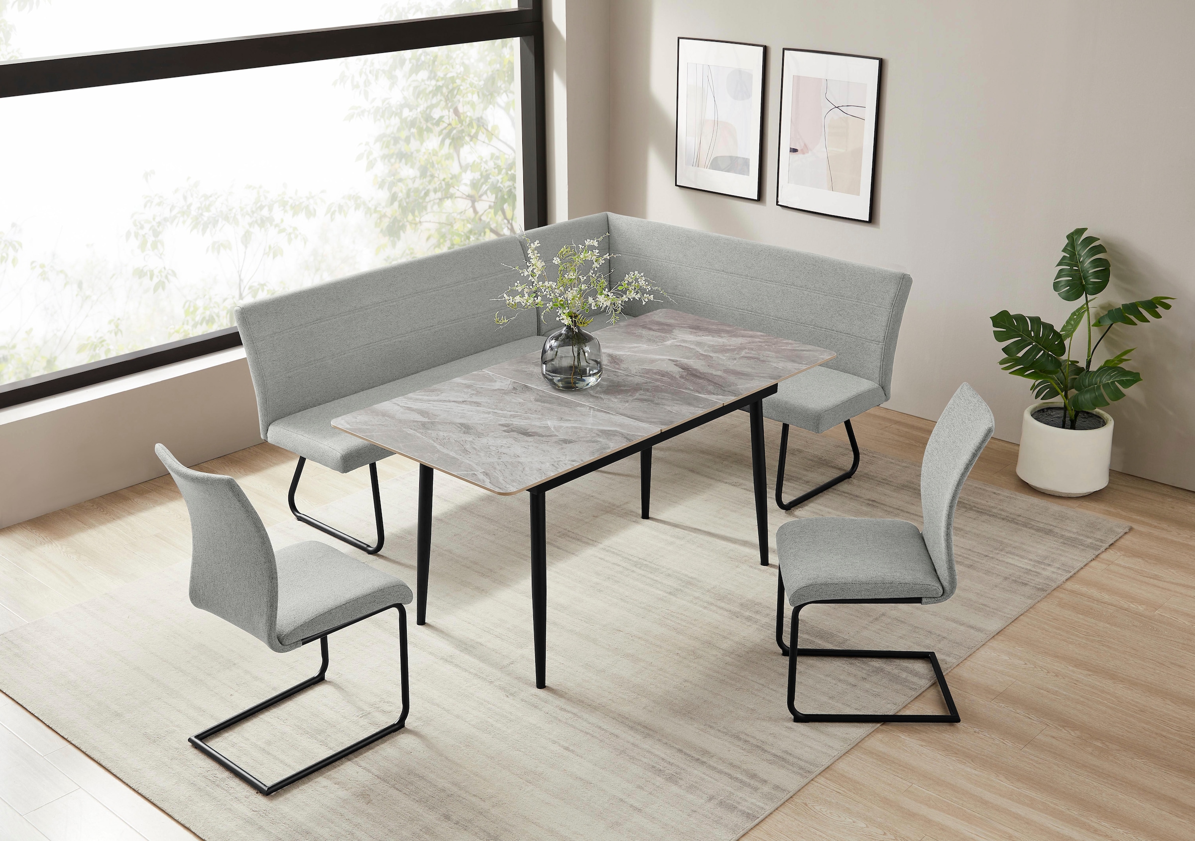 OTTO home Eckbankgruppe »Stevian« Set, 1 ausziehbarer Esstisch + 1 Eckbank günstig online kaufen