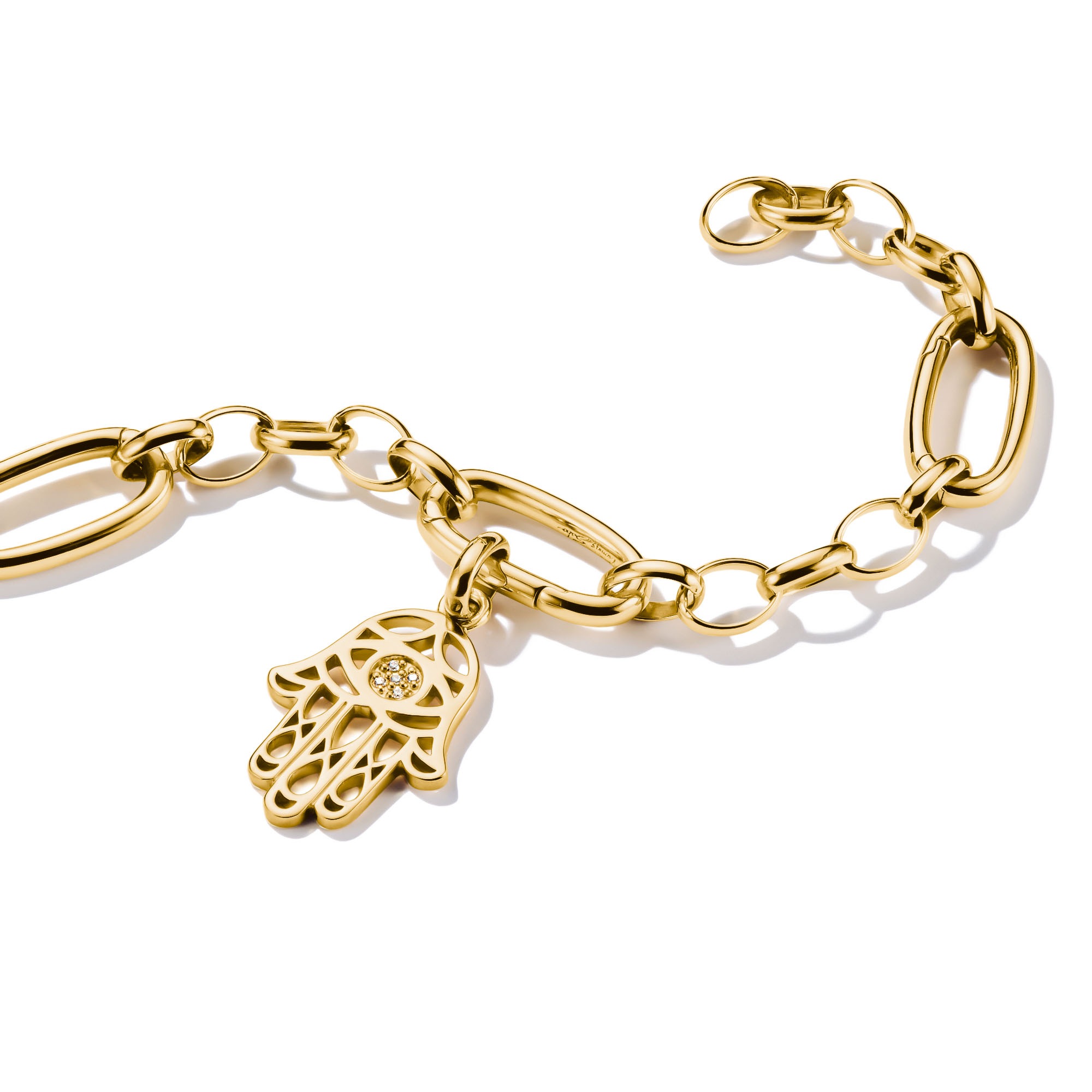 THOMAS SABO Charm-Einhänger »Charm Hamsa des Glücks vergoldet - Connect, CC1243-414-14«, mit Zirkonia (synth.)