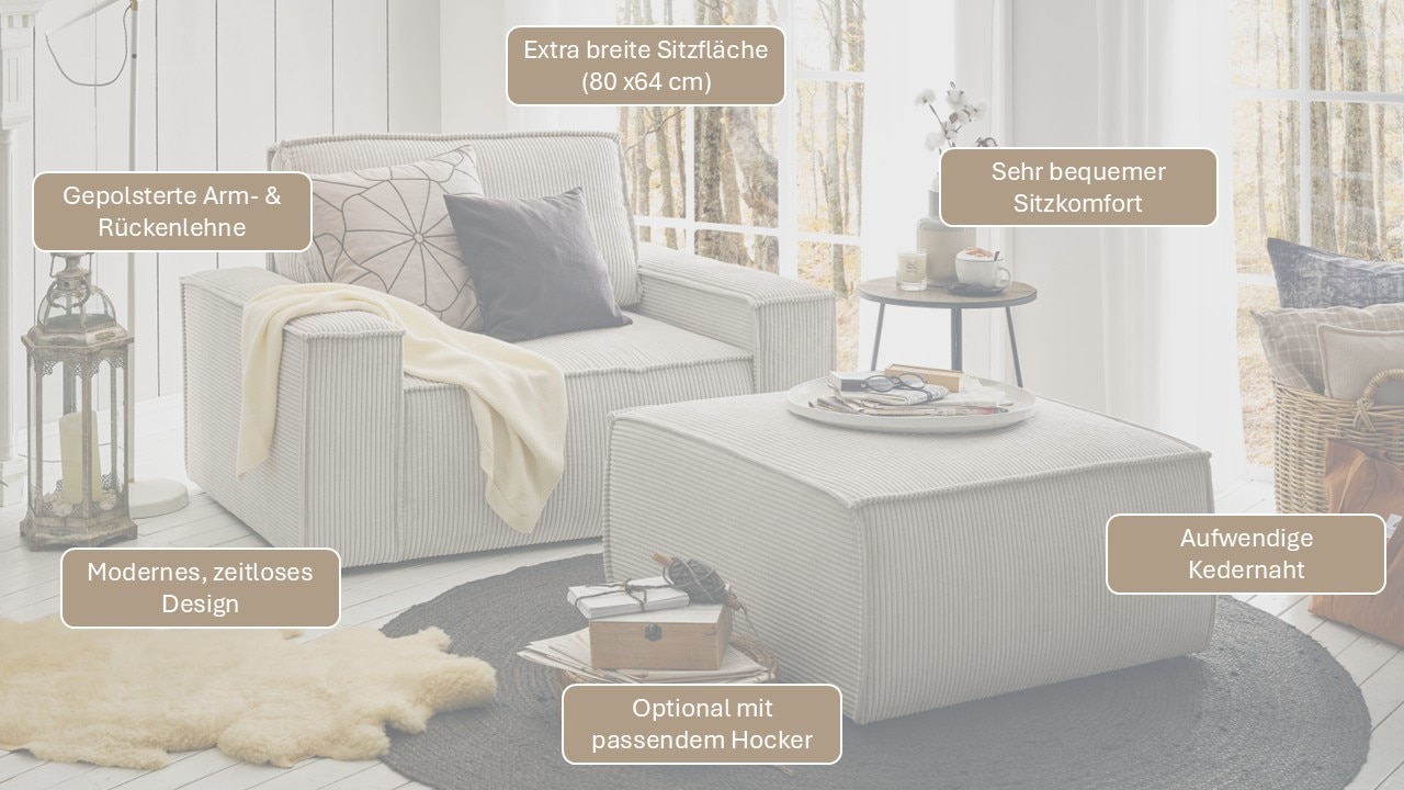 Home affaire Sessel »SHERWOOD, Love-Seat in 3 Stoffarten verfügbar« passend zur Polster-Serie SHERWOOD