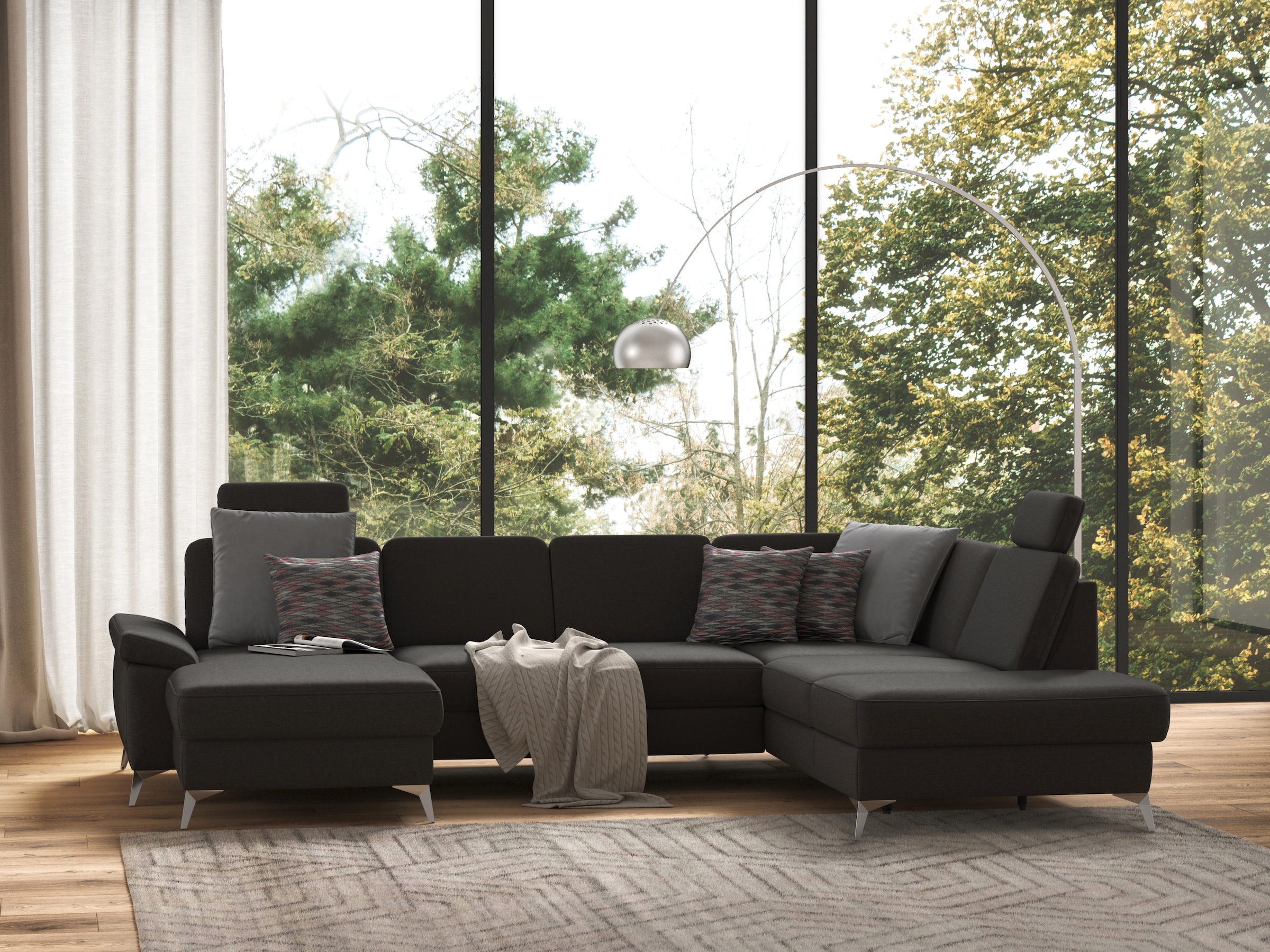 sit&more Wohnlandschaft »Padua U-Form«, inklusive Sitztiefenverstellung, Ar günstig online kaufen
