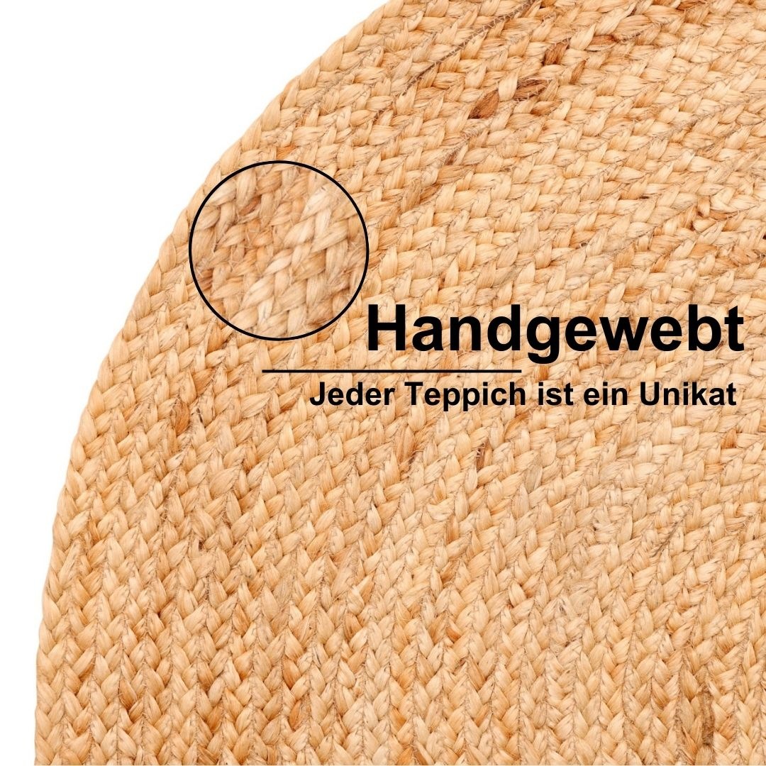Myflair Möbel & Accessoires Teppich »Lola«, rund, 10 mm Höhe, Juteteppich, Wendeteppich, handgeflochten, 100% Naturfaser, Boho-Style