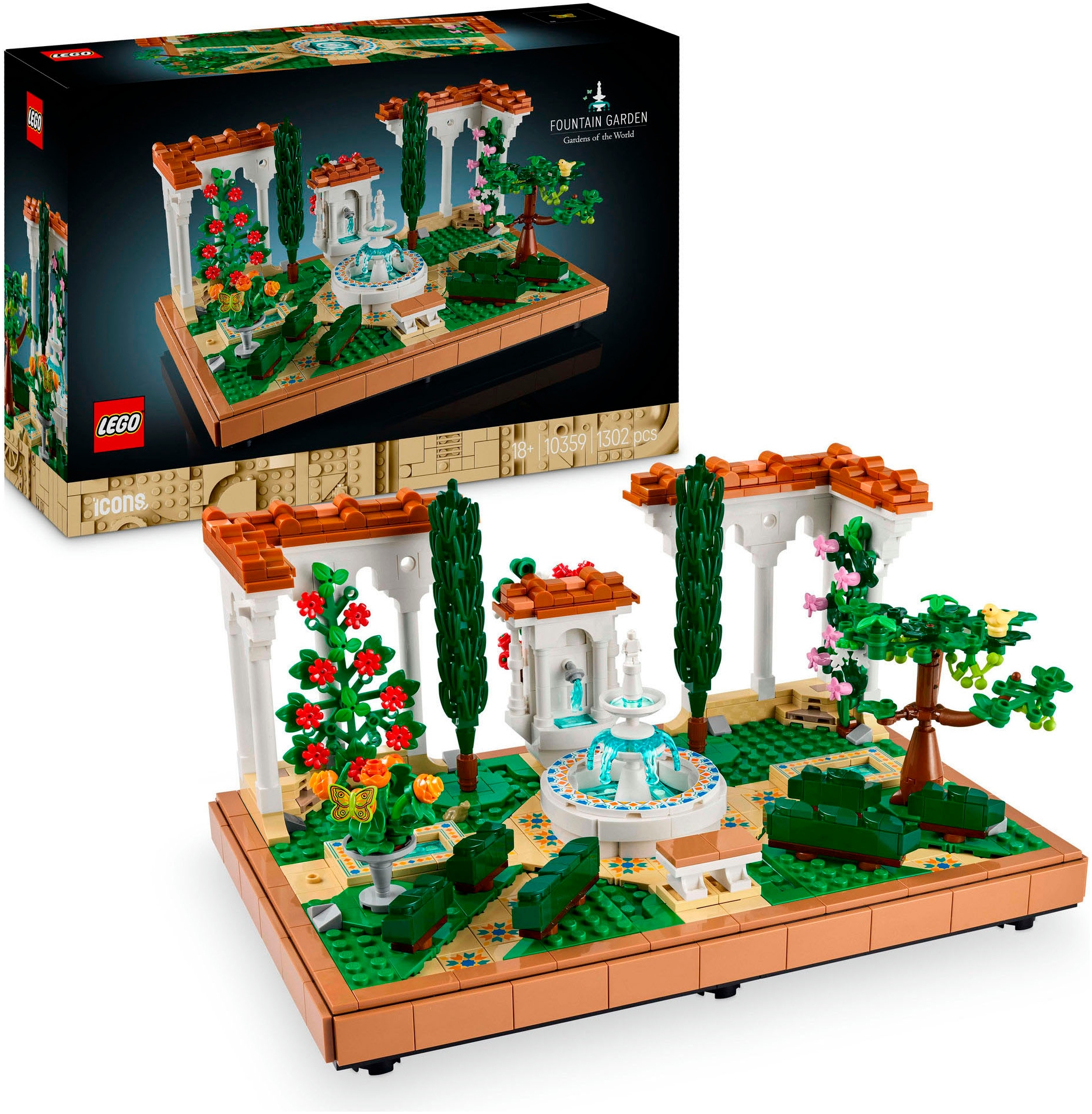 LEGO® Konstruktionsspielsteine »Springbrunnengarten (10359), LEGO Icons«, (1302 St.), Made...