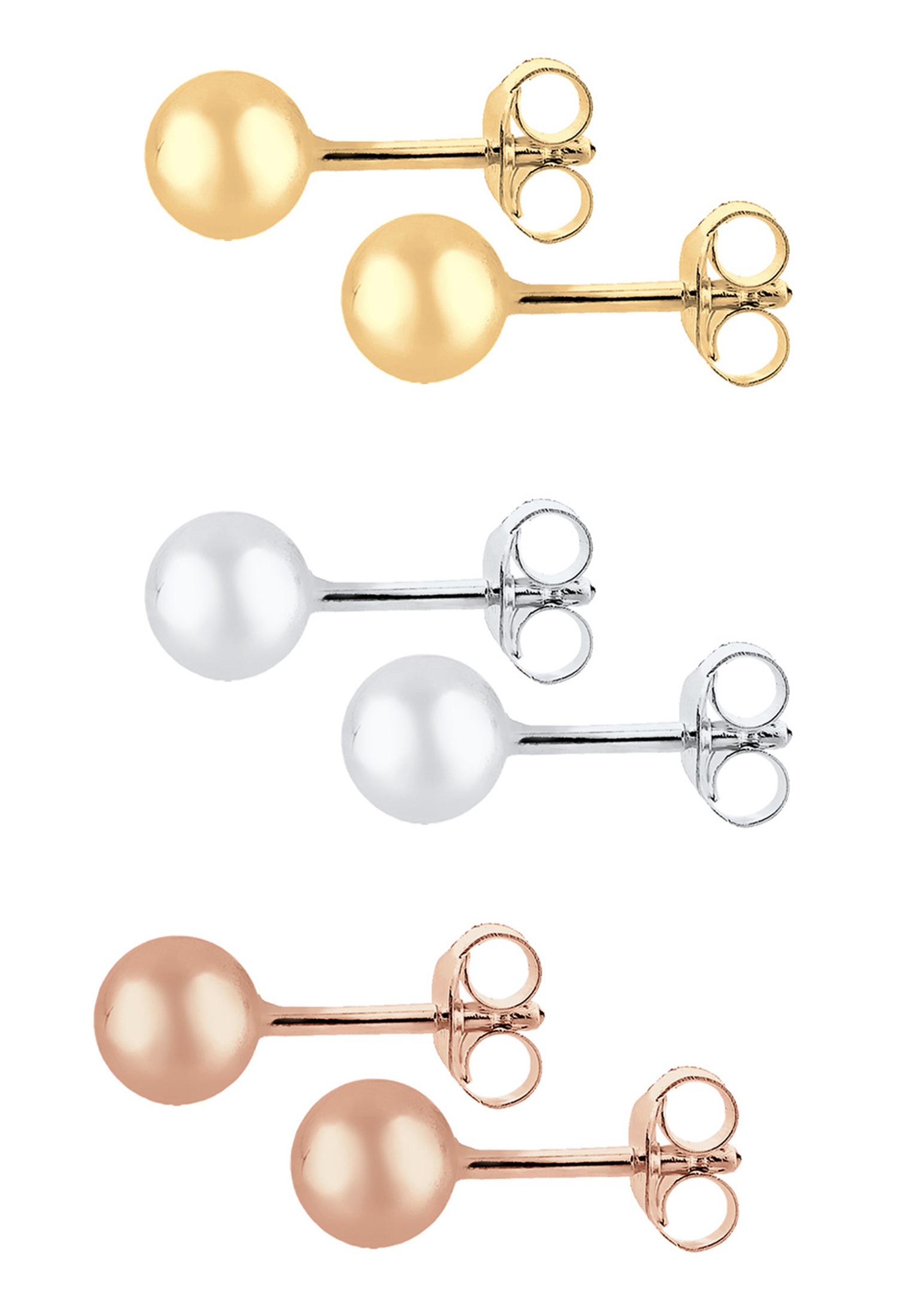 Elli Ohrring-Set »3er Set Kreis Tricolor Geo Trend Silber vergoldet«