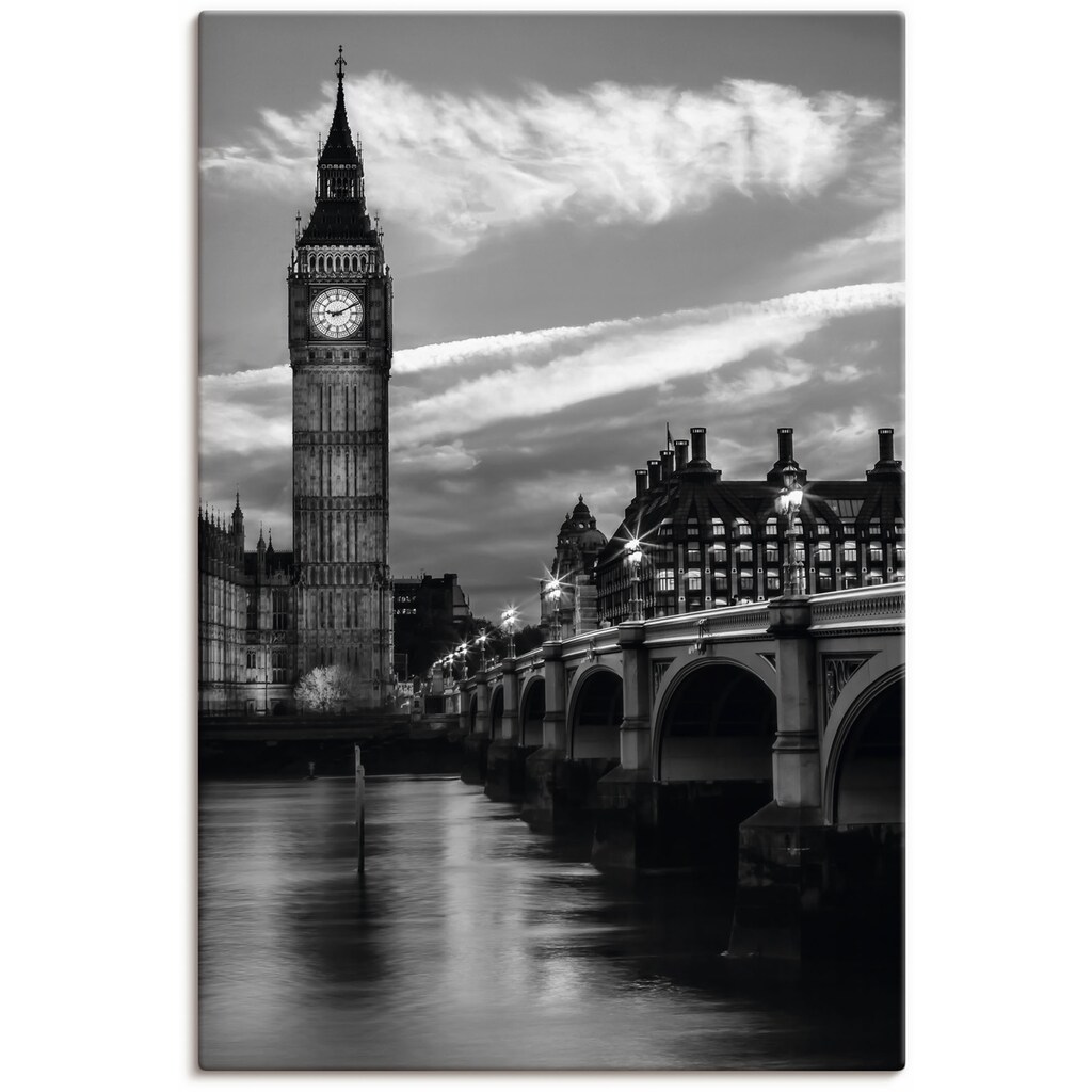 Artland Wandbild »Abends an der Westminster Bridge«, London, (1 St.), in vielen Größen & Produktarten - Alubild / Outdoorbild für den Außenbereich, Leinwandbild, Poster, Wandaufkleber / Wandtattoo auch für Badezimmer geeignet