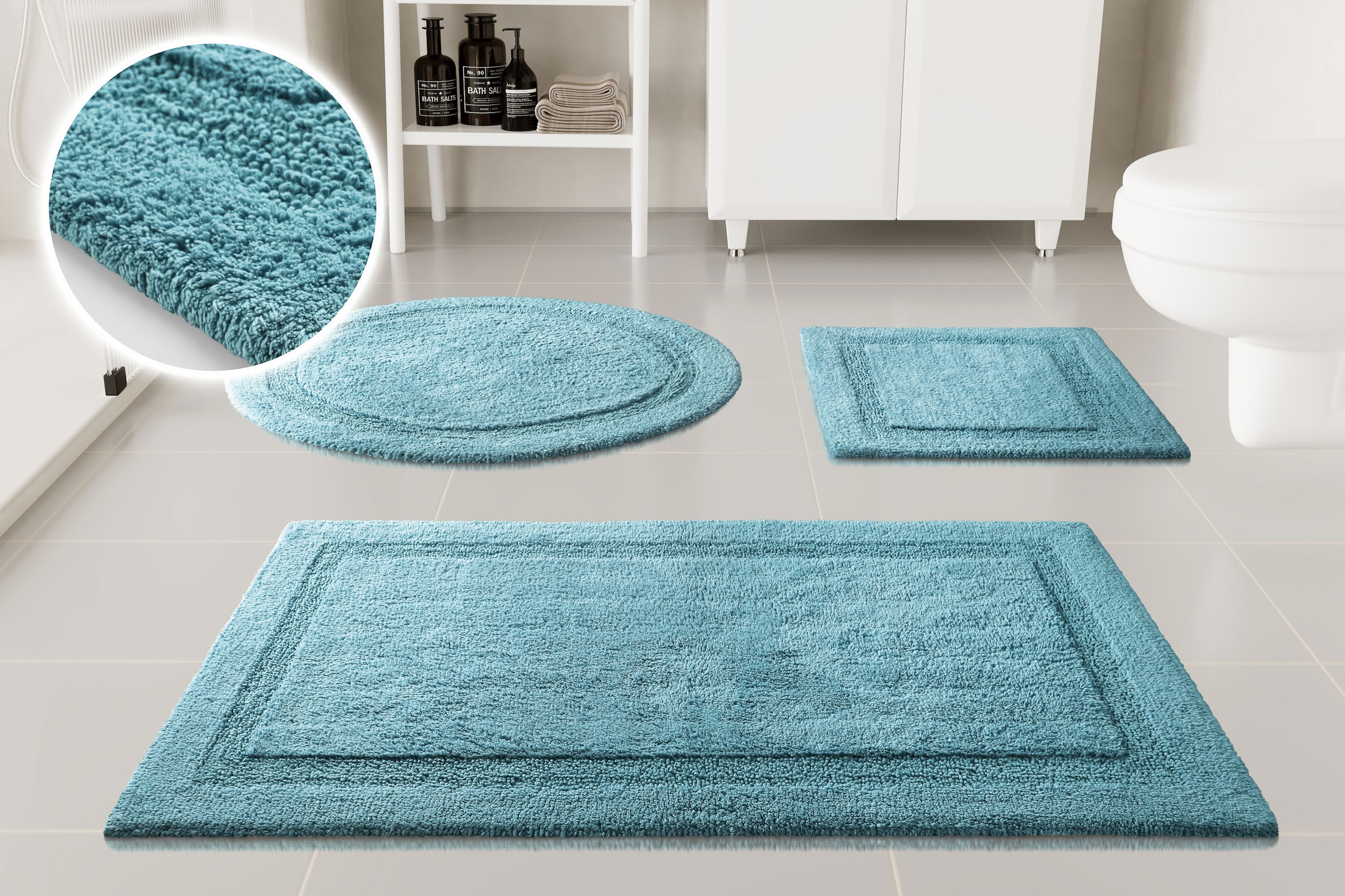 OTTO home Badematte »Meellor« Höhe 20 mm rutschhemmend beschichtet fußbodenheizungsgeeignet Badteppich, getuftet, modern, Uni, antirutsch, flauschig, Baumwolle
