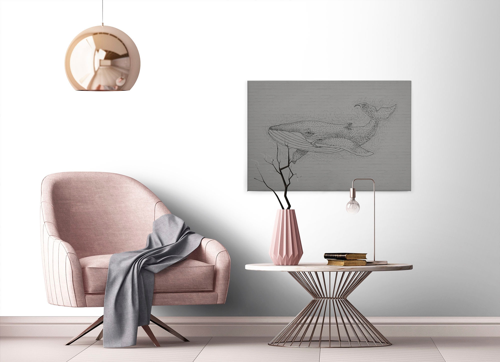 A.S. Création Leinwandbild »titan« Kunst | Tiere 1 Stk. tlg. Schwarz-Weiß Zeichnung Wal Keilrahmen Leinwand-Bild Wohnzimmer modern