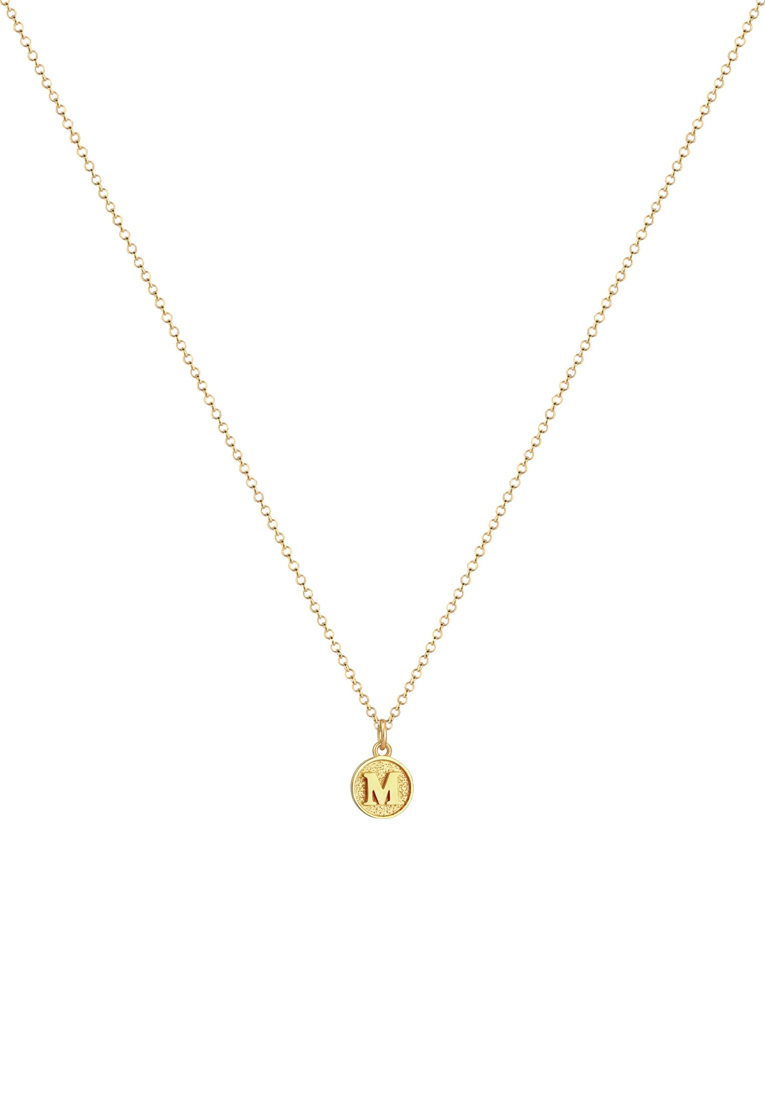 Elli Kette mit Anhänger »Plättchen Vintage Buchstabe M Initialen 925 Sterling Silber«