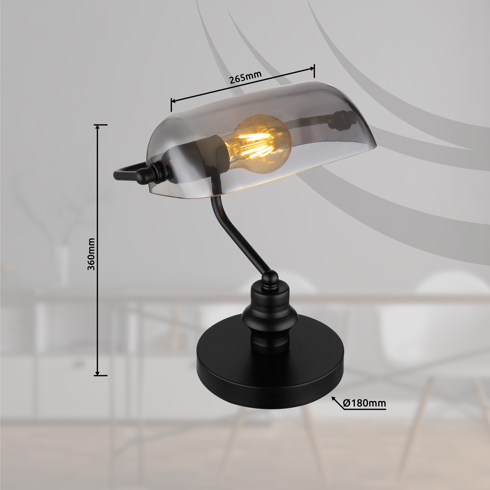 GLOBO LIGHTING LED Tischleuchte »ANTIQUE«, 1 flammig, Leuchtmittel E27 | ohne Leuchtmittel, Bankerleuchte Bankerlampe