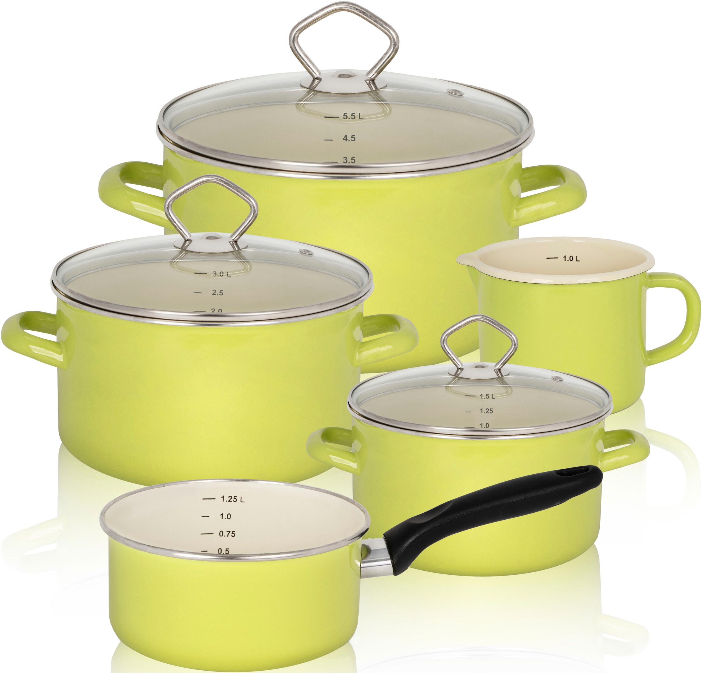 Krüger Topf-Set »Juist« Emaille Set, Fleischtopf 16/20/24 cm, Milchtopf 12 günstig online kaufen