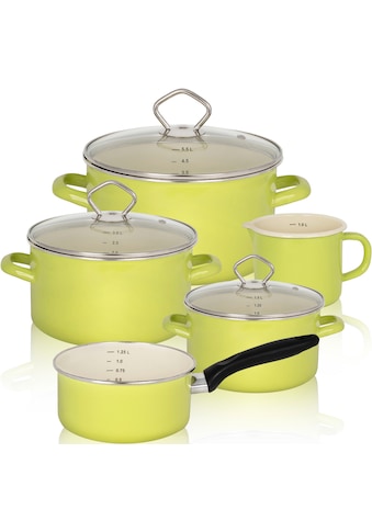 Topf-Set »Juist«, Emaille, (Set, 8 tlg., Fleischtopf 16/20/24 cm, Milchtopf 12 cm,...