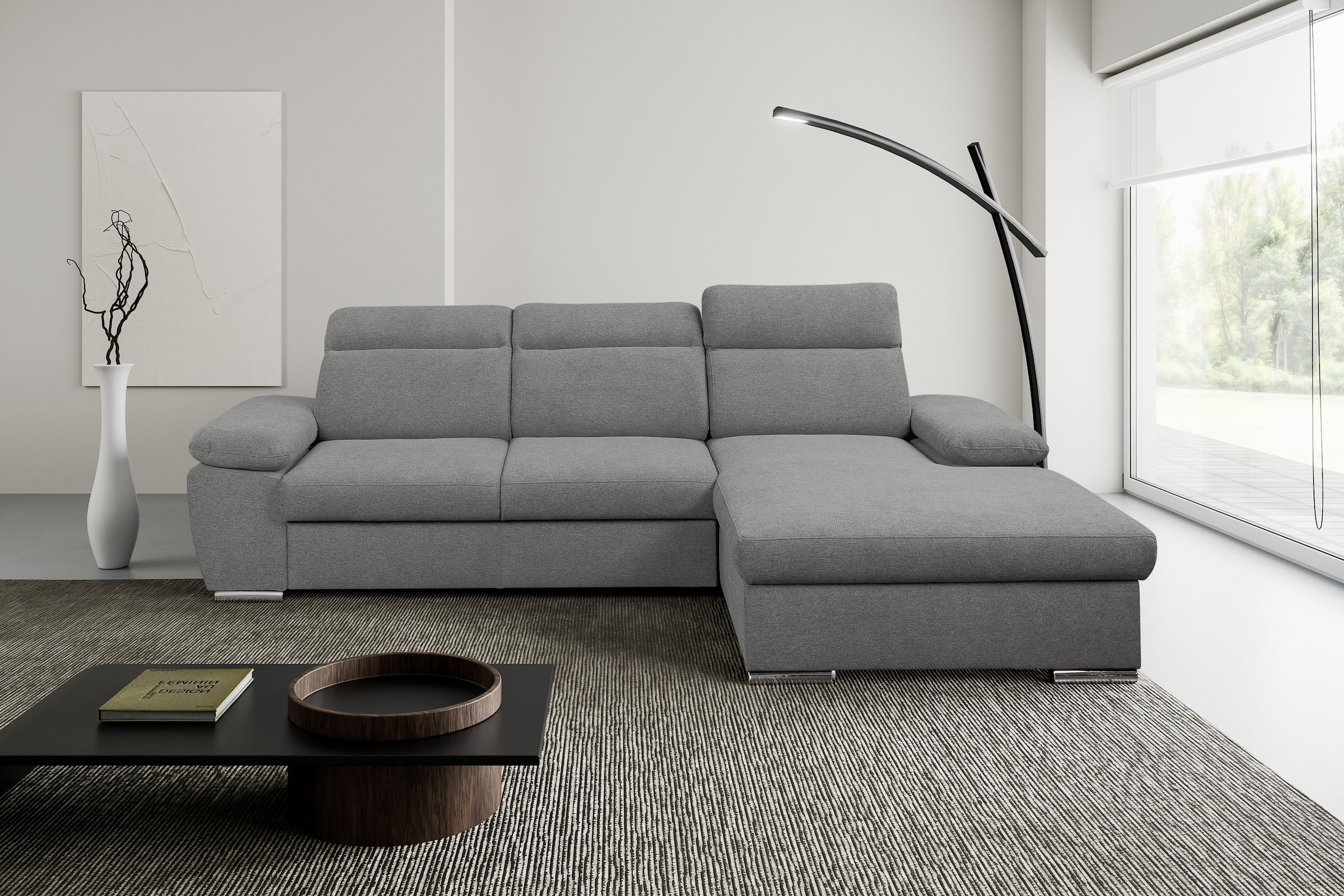 WERK2 Ecksofa »Palma modernes Schlafsofa mit Bettkasten, L-Form, B/T 282/18 günstig online kaufen