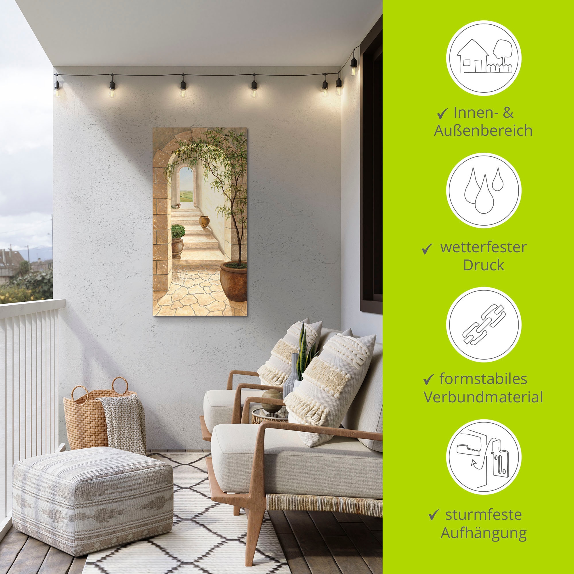 Artland Wandbild »Toskanischer Durchgang«, Fenster & Türen, (1 St.), als Alubild, Outdoorbild, Leinwandbild, Poster, Wandaufkleber