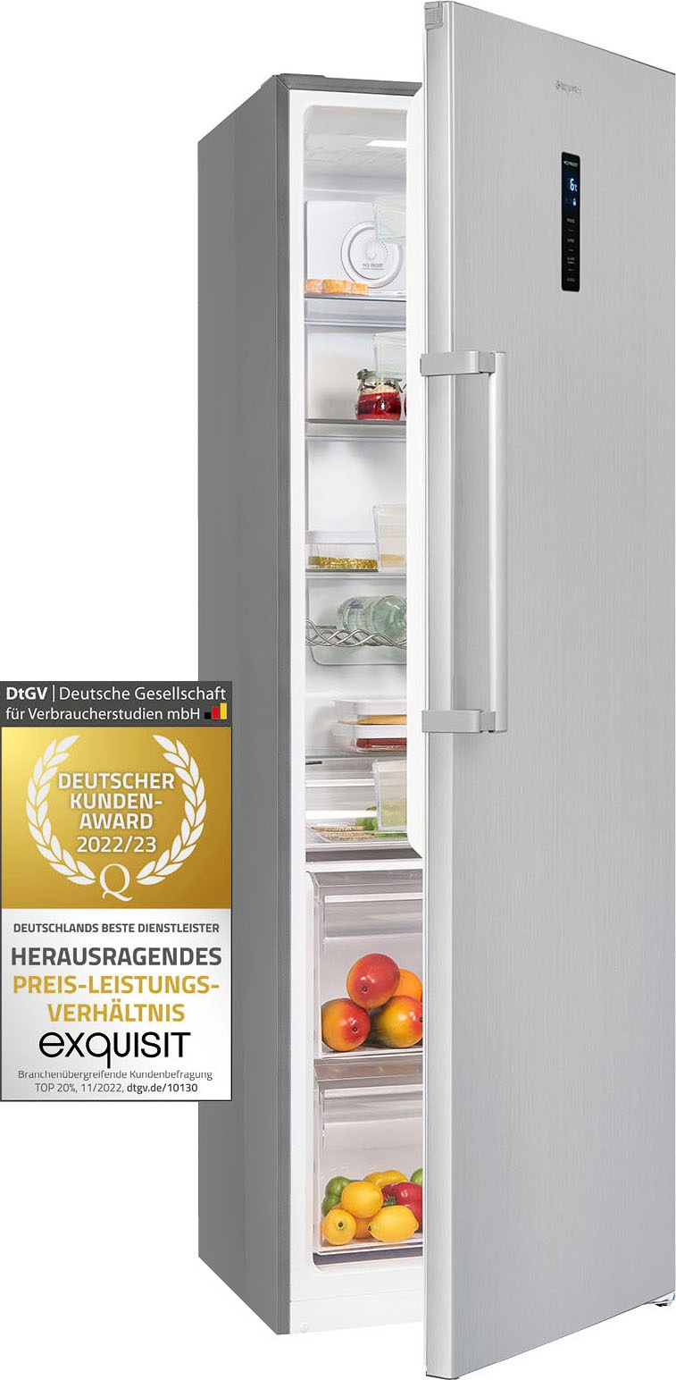 exquisit Vollraumkühlschrank »KS360-V-HE-040D«, 359 Liter Nutzinhalt, NoFrost, Display