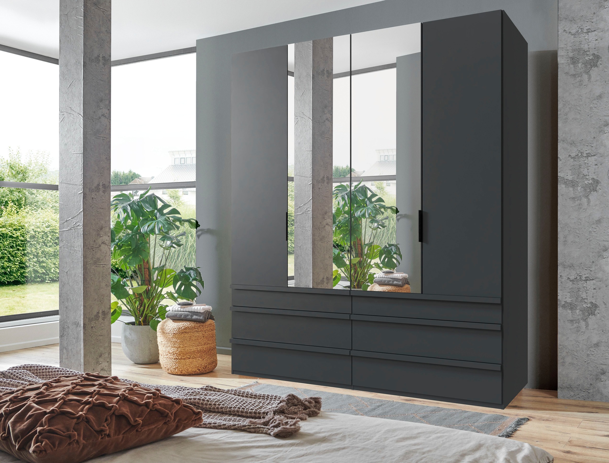 Wimex Falttürenschrank »Oxford by fresh to go, in 3 Breiten und 2 Höhen, Made in Germany«, (mit Schubladen, wahlweise mit oder ohne Spiegel), mit hochwertigen Falttüren für den perfekten Überblick