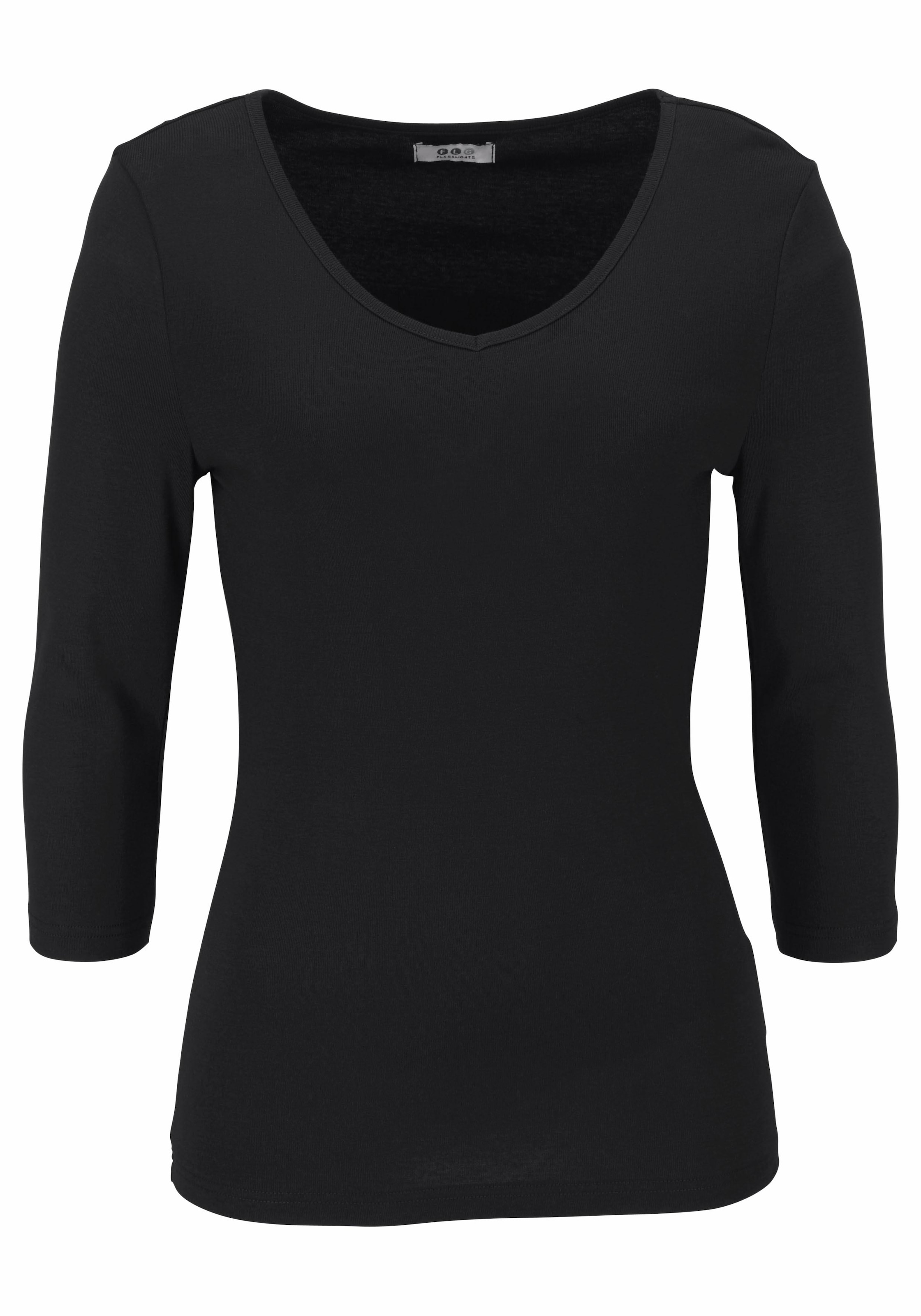 Flashlights V-Shirt, (Packung, 2 tlg., 2er-Pack), unifarben, V-Ausschnitt, Basic-Stil, aus Baumwolle, im 2er-Pack